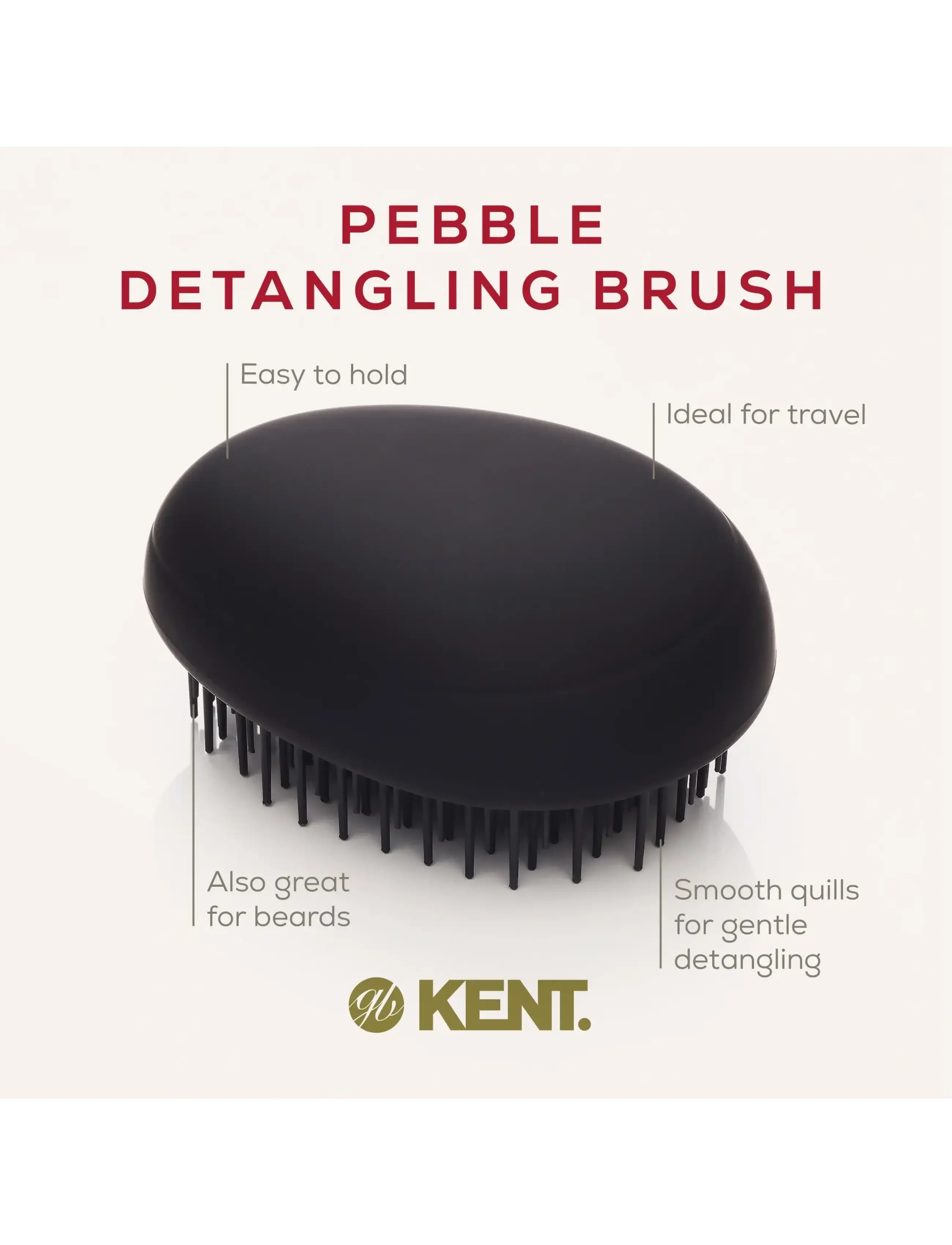 Kent Brushes - Pebble Detangling Brush in Matt Black - black - 4