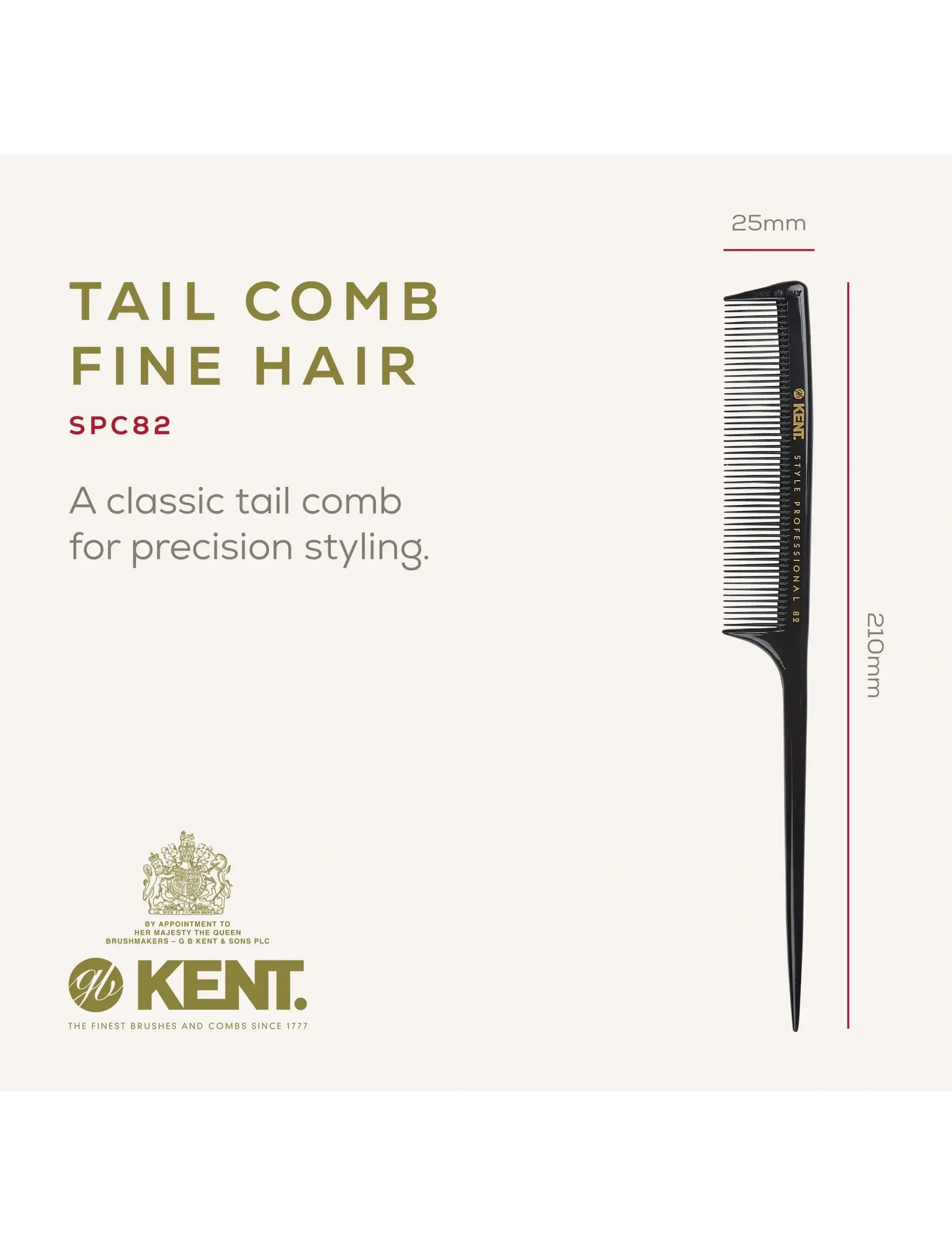 Kent Brushes - Style Professional Fine Toothed Tail Comb - black - 3