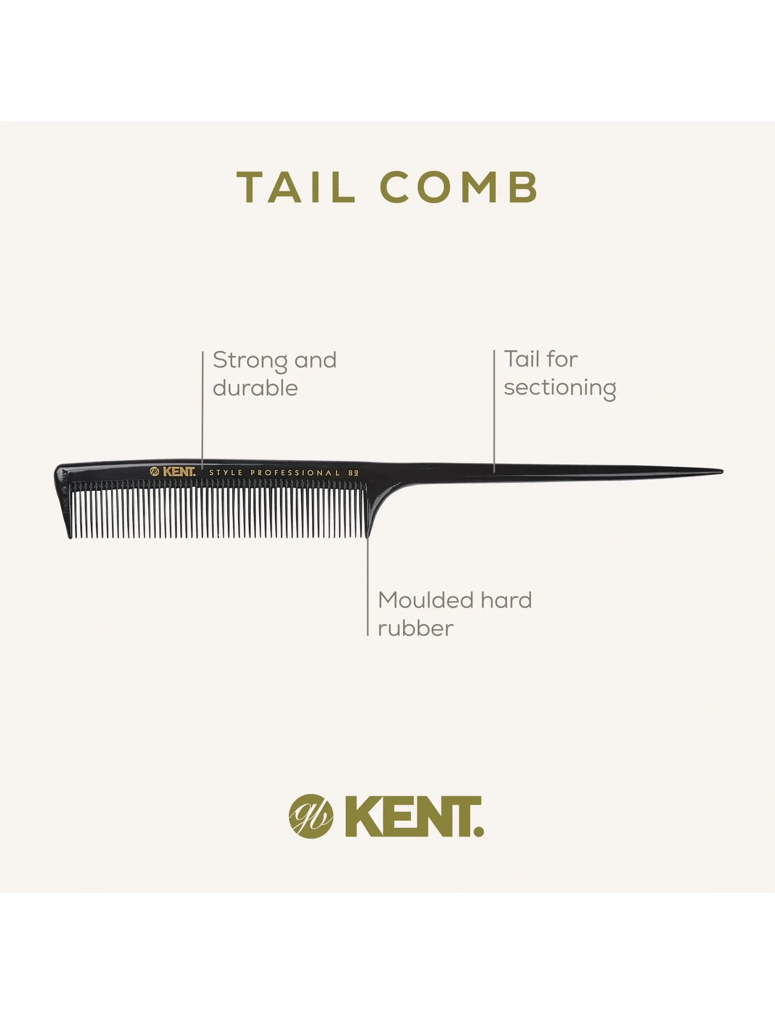Kent Brushes - Style Professional Fine Toothed Tail Comb - black - 5