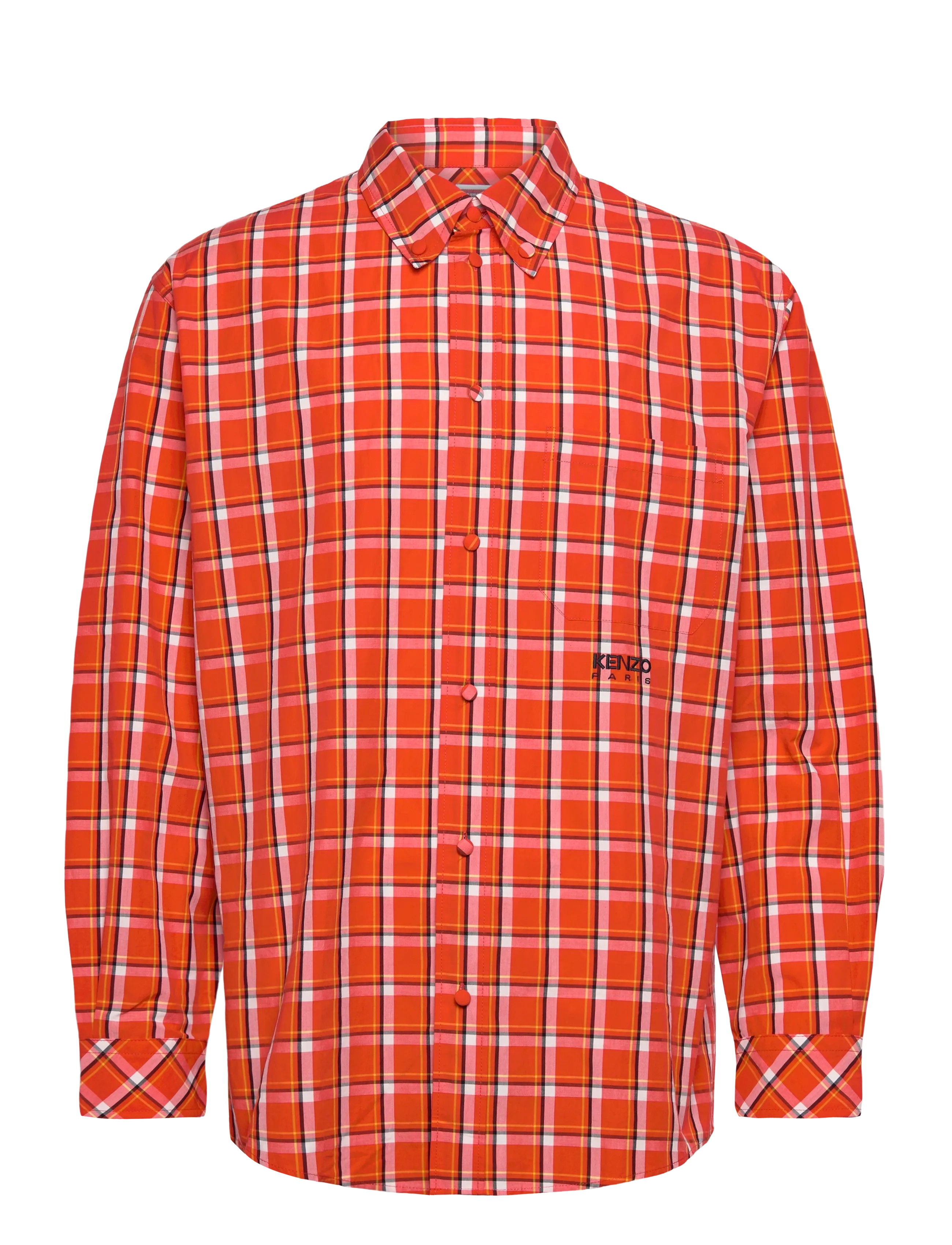 KENZO Chemise Ml Check Casual Shirt Orange - 40 - Herren