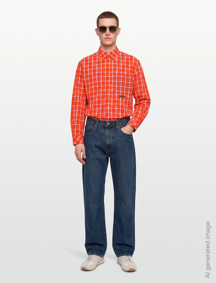 KENZO - Chemise ML CHECK CASUAL SHIRT - peruskauluspaidat - medium red/ - 0
