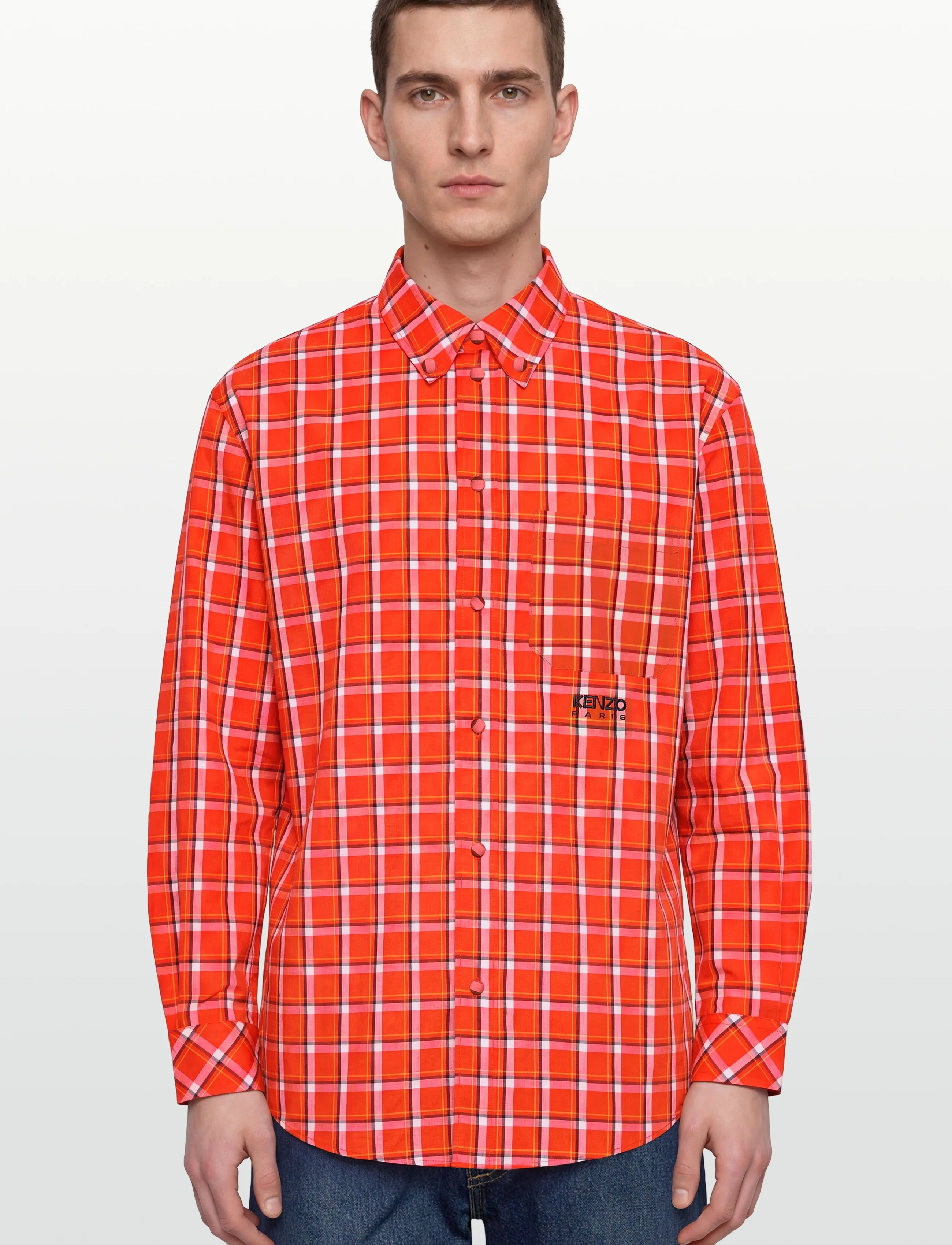 KENZO - Chemise ML CHECK CASUAL SHIRT - tavalised t-särgid - medium red/ - 3