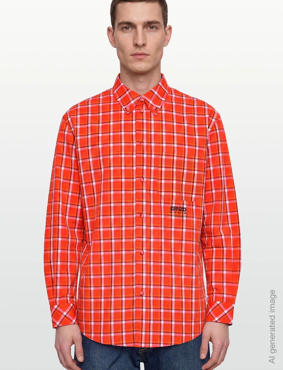 KENZO - Chemise ML CHECK CASUAL SHIRT - peruskauluspaidat - medium red/ - 3