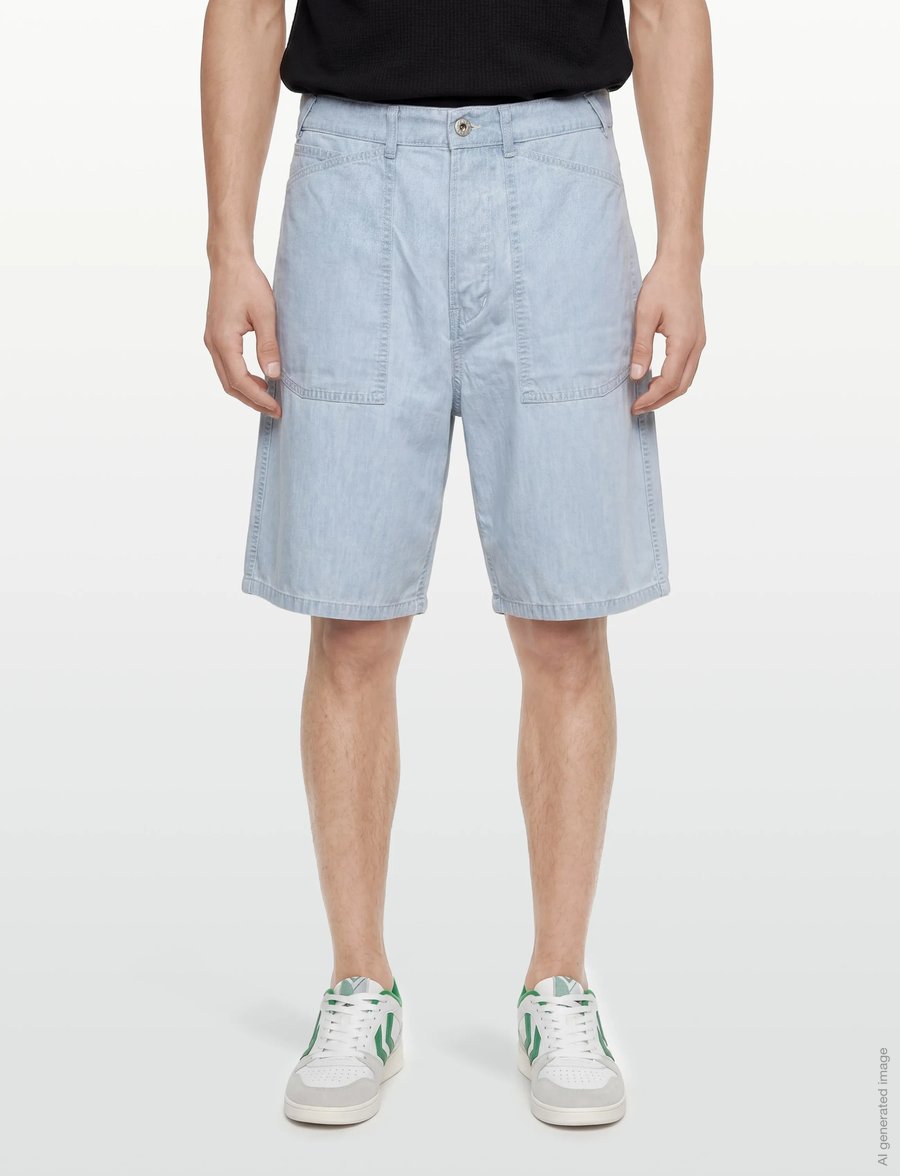 KENZO - Bermuda/short SAILOR LOOSE FIT DENIM SHORT - denim shorts - bleached blue denim/ - 3