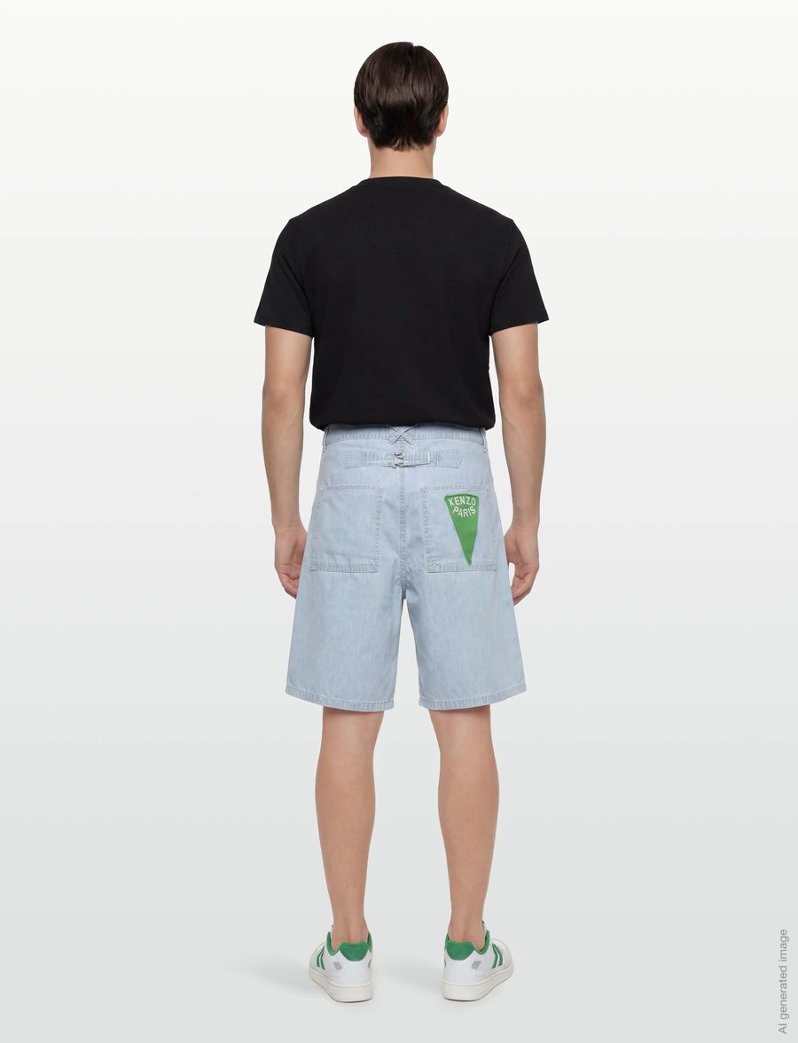 KENZO - Bermuda/short SAILOR LOOSE FIT DENIM SHORT - denim shorts - bleached blue denim/ - 4