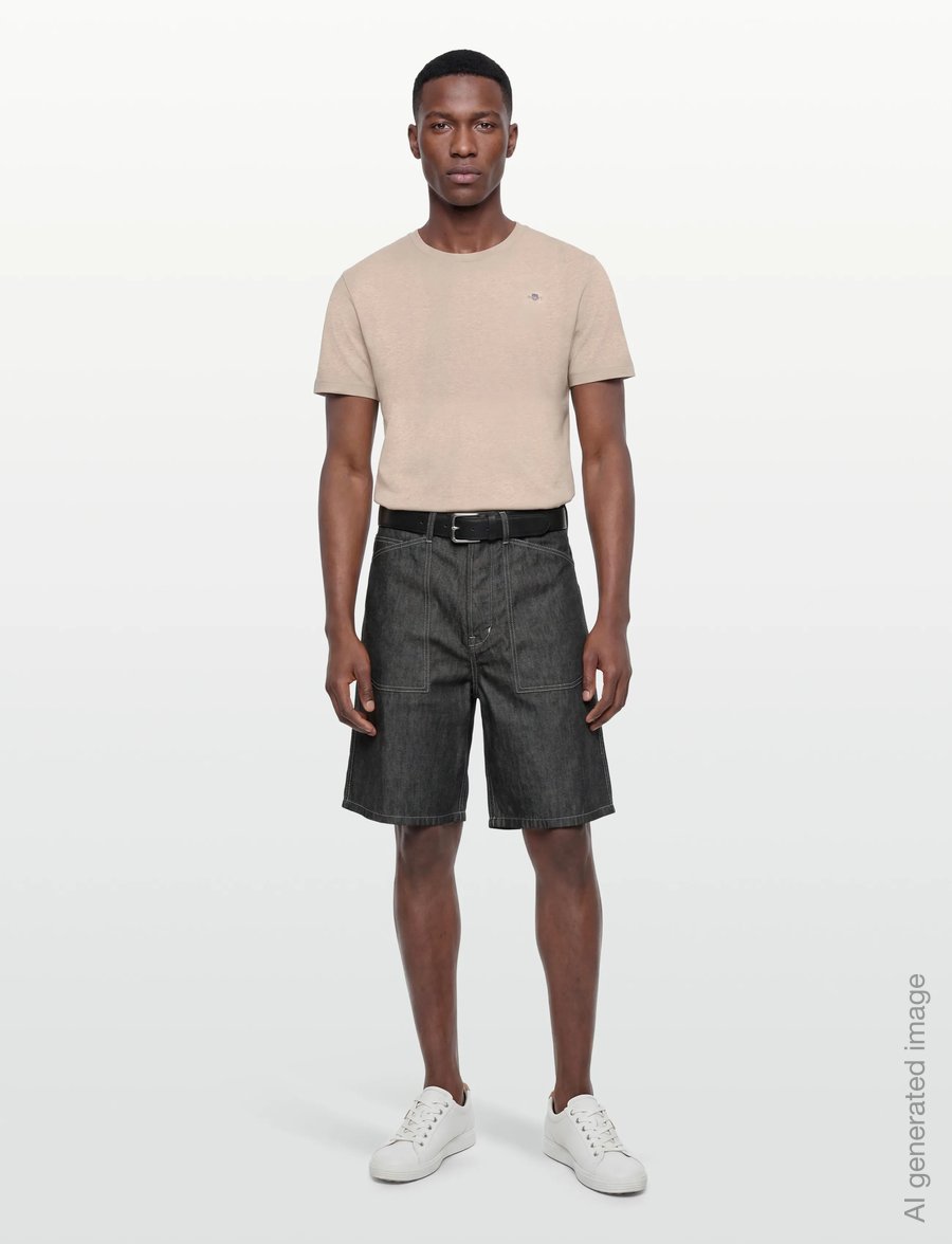 KENZO - Bermuda/short SAILOR LOOSE FIT DENIM SHORT - lühikesed teksapüksid - rinse black denim/ - 0