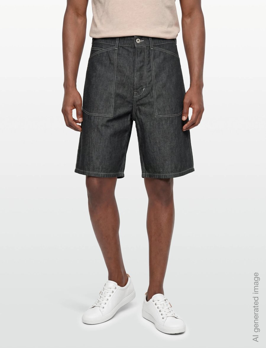 KENZO - Bermuda/short SAILOR LOOSE FIT DENIM SHORT - lühikesed teksapüksid - rinse black denim/ - 3