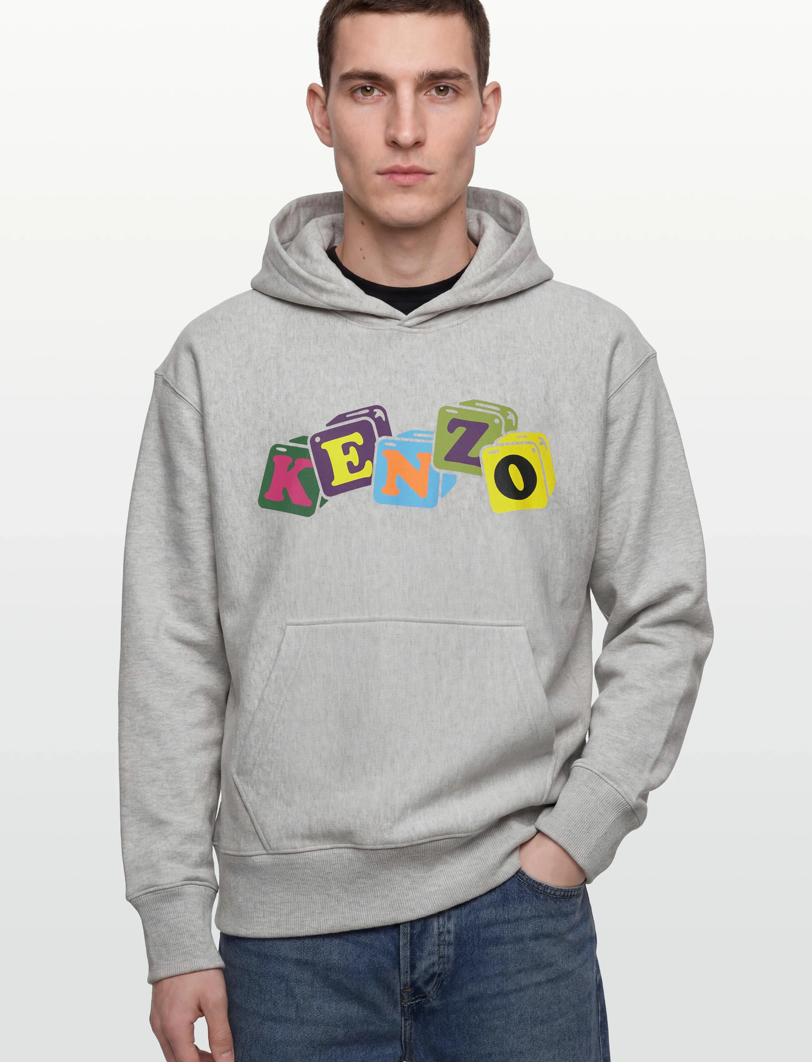 Colored Block Logo Grå Hoodie 4