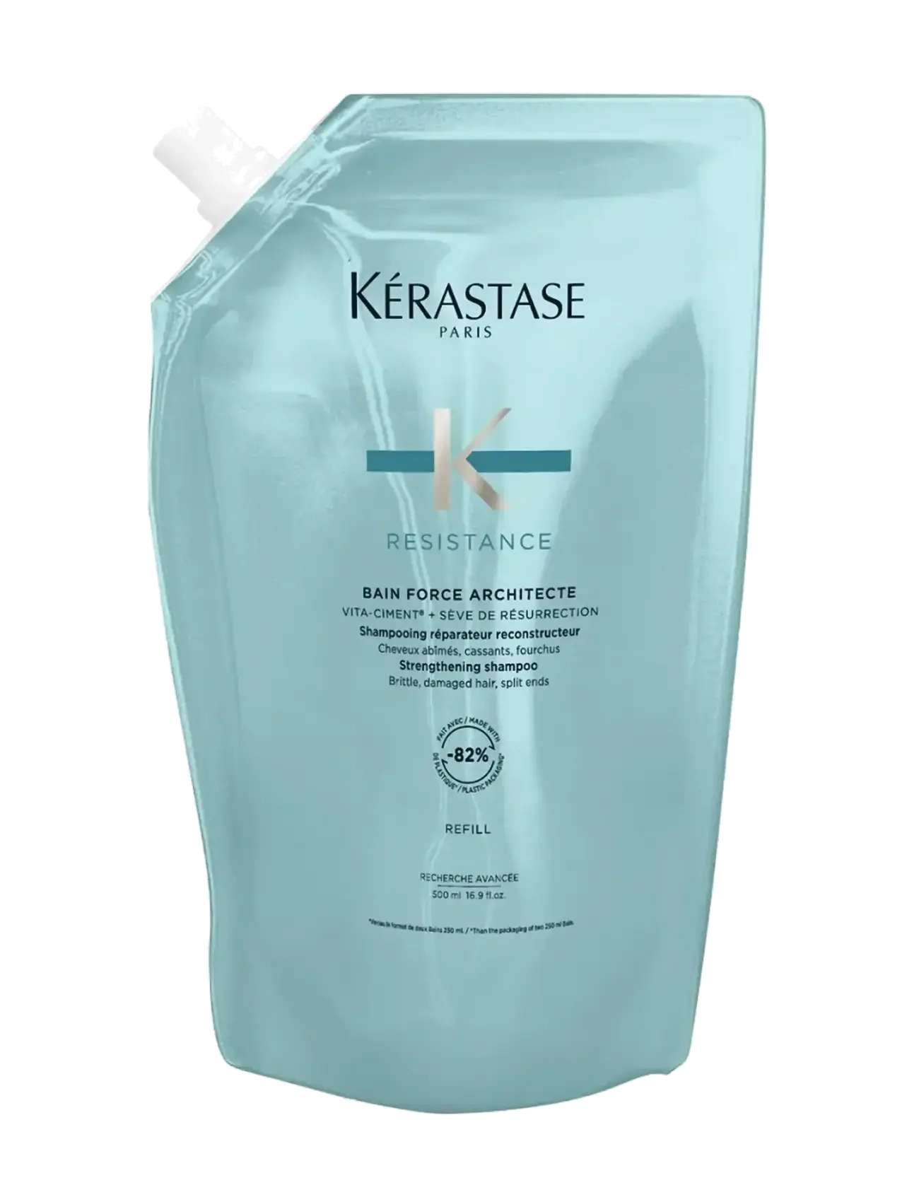 Kérastase - Kérastase Resistance Bain Force Architecte Shampoo 500 ml Refill - hårvård refill - clear - 1