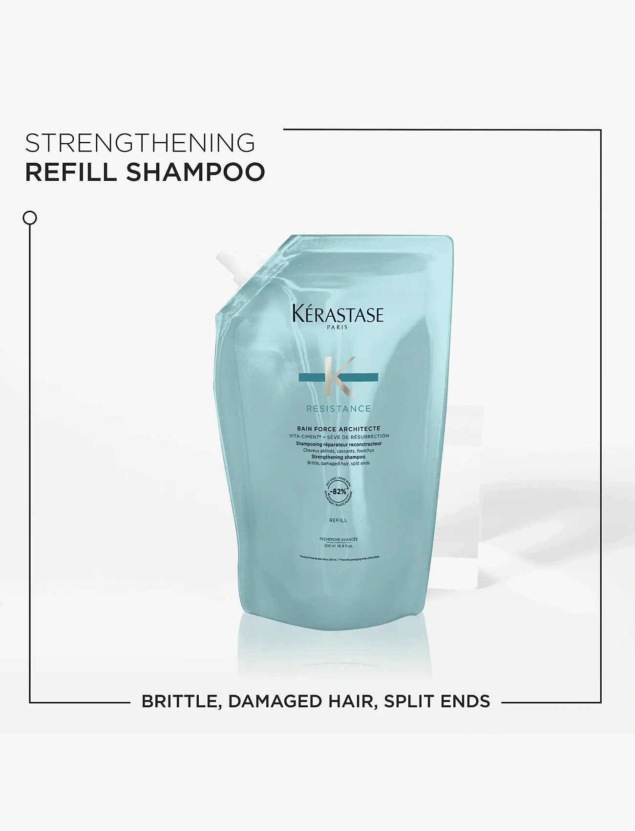 Kérastase - Kérastase Resistance Bain Force Architecte Shampoo 500 ml Refill - refill til hårpleje - clear - 2