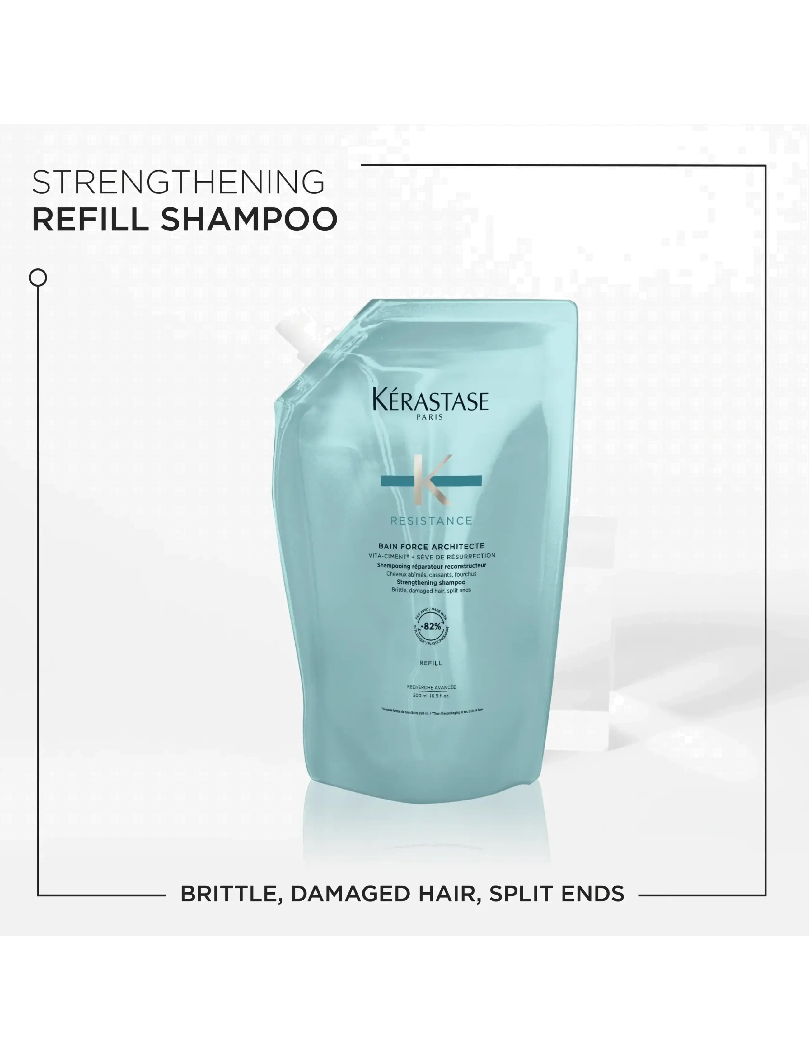 Kérastase - Kérastase Resistance Bain Force Architecte Shampoo 500 ml Refill - hårvård refill - clear - 2