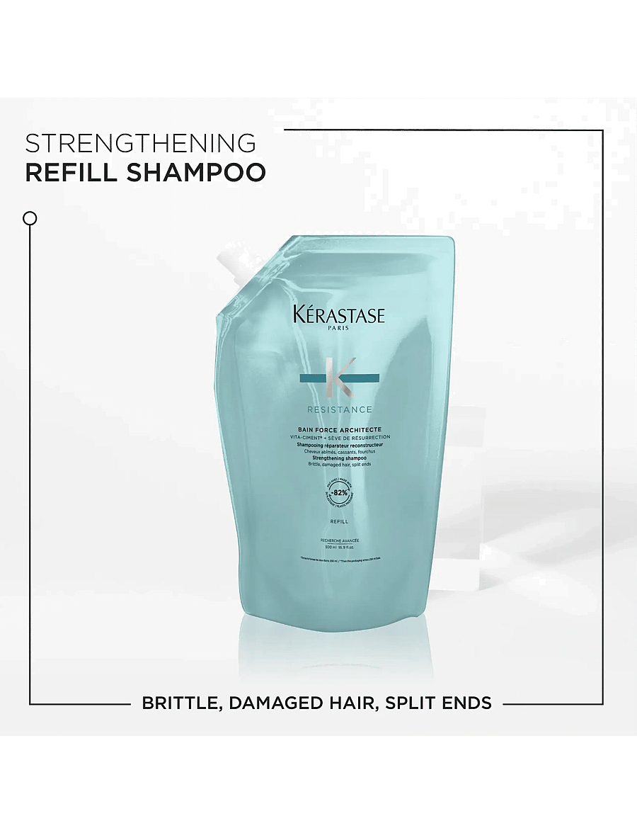 Kérastase - Kérastase Resistance Bain Force Architecte Shampoo 500 ml Refill - refill til hårpleje - clear - 2