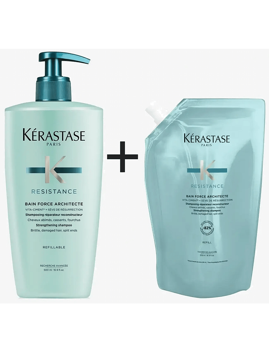 Kérastase - Kérastase Resistance Bain Force Architecte Shampoo 500 ml Refill - refill til hårpleje - clear - 3