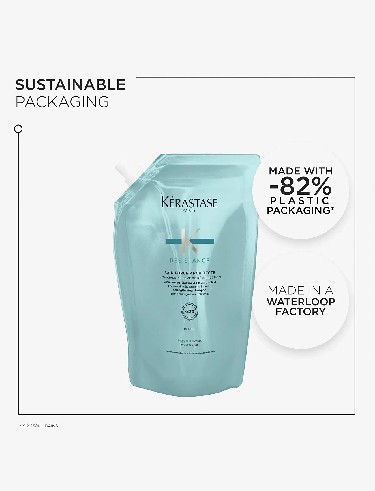 Kérastase - Kérastase Resistance Bain Force Architecte Shampoo 500 ml Refill - refill til hårpleje - clear - 5
