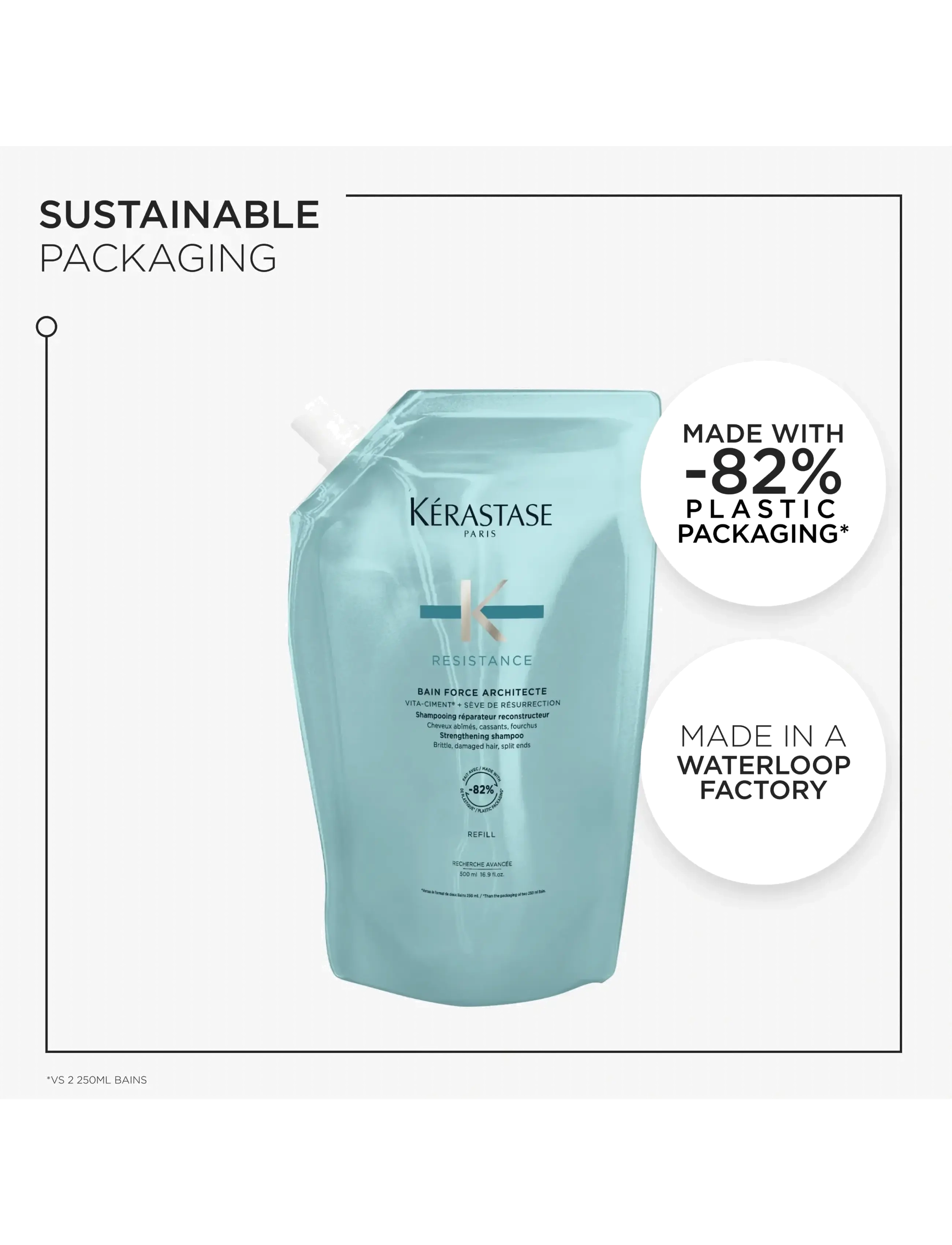 Kérastase - Kérastase Resistance Bain Force Architecte Shampoo 500 ml Refill - hårvård refill - clear - 5