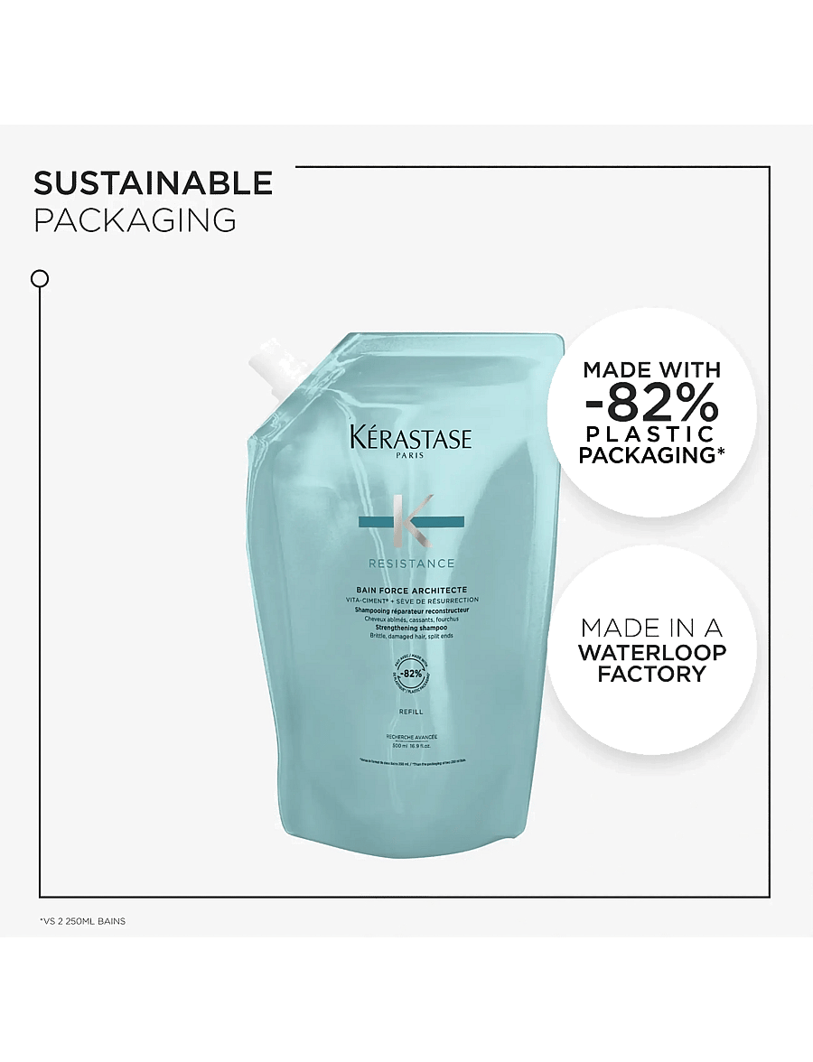 Kérastase - Kérastase Resistance Bain Force Architecte Shampoo 500 ml Refill - refill til hårpleje - clear - 5