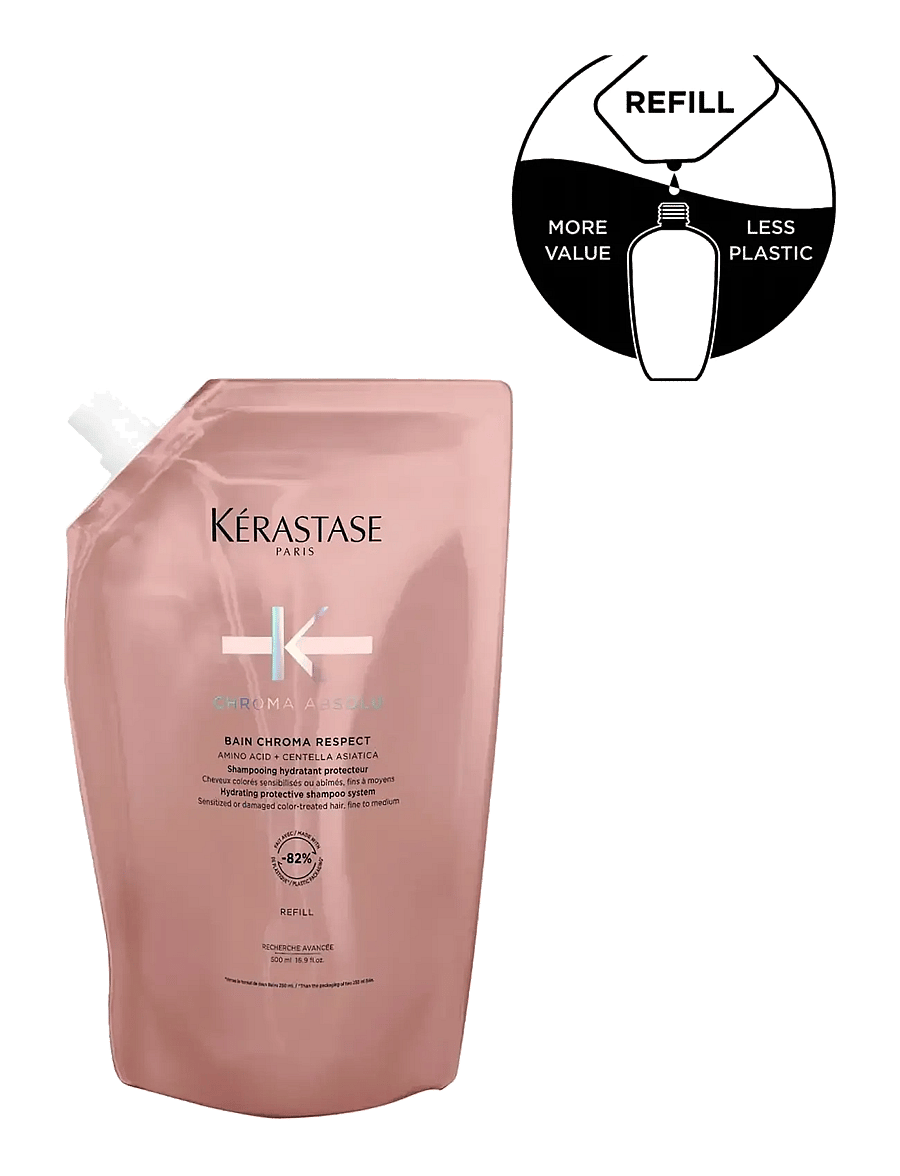 Kérastase - Kérastase Bain Chroma Respect Shampoo 500 ml Refill - hårvård refill - clear - 1