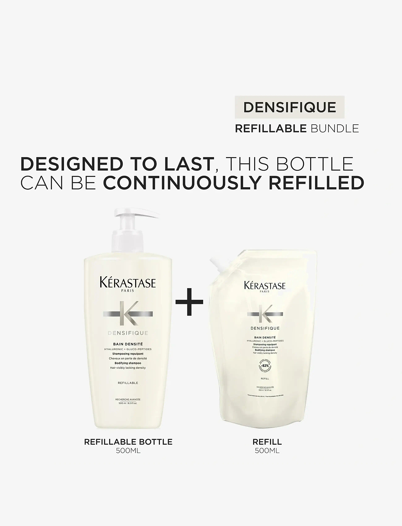 Kérastase - Kérastase Densifique Bain Densité Shampoo 500 ml Refill - hårvård refill - clear - 2