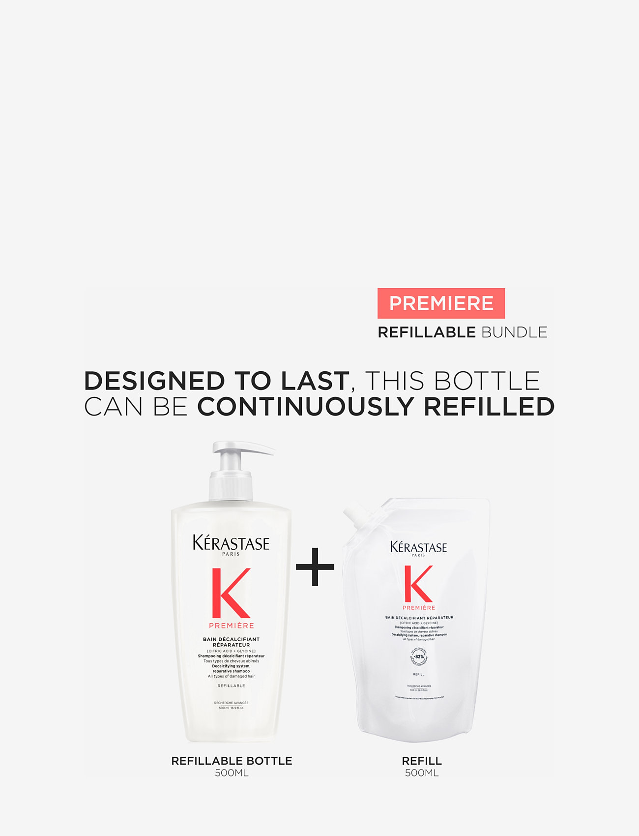 Kérastase - Kérastase Première Bain Décalcifiant Rénovateur Shampoo 500ml Refill - hårvård refill - clear - 3