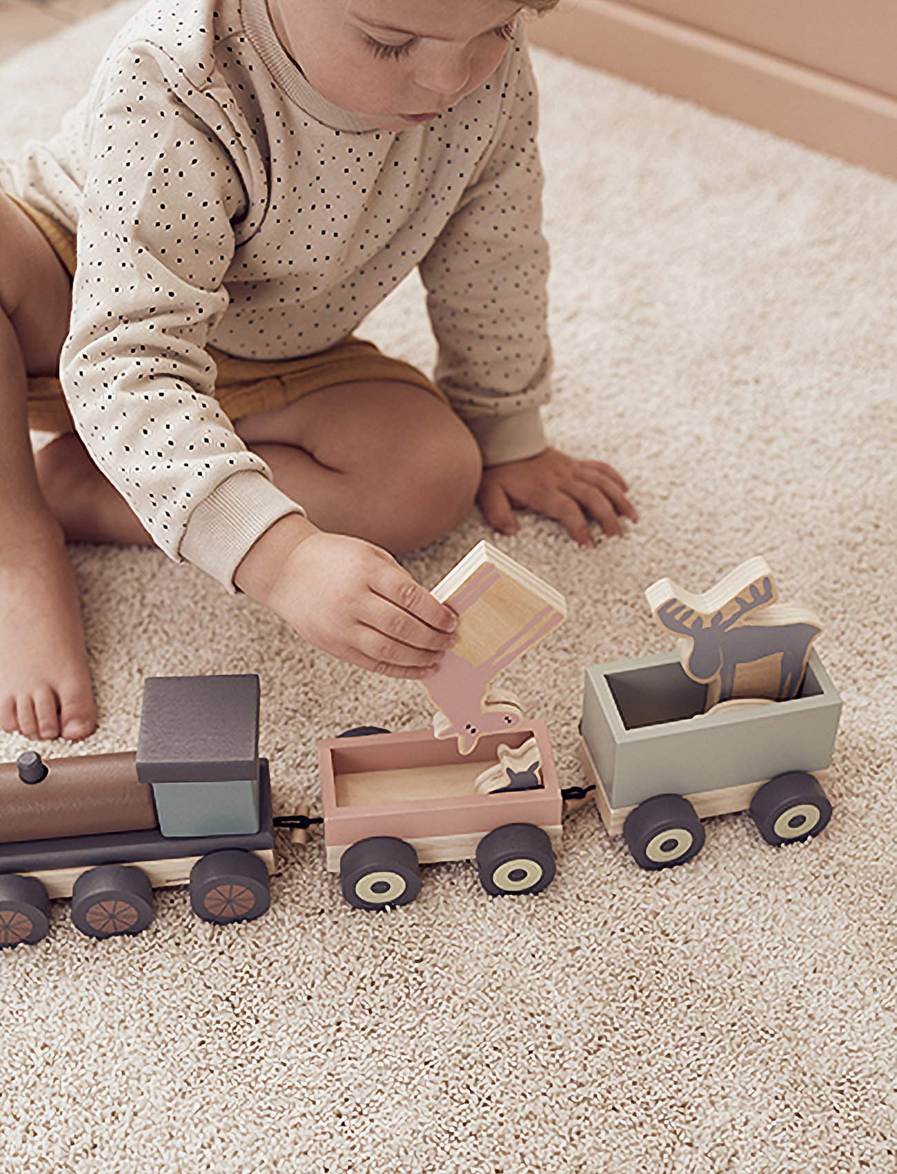 Kid's Concept - Animal wood train EDVIN - træklegetøj - multi - 2