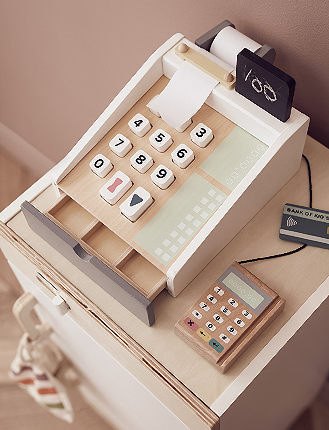Kid's Concept - Cash register BISTRO - rotaļlietu tirgus stends - nature,nature - 1