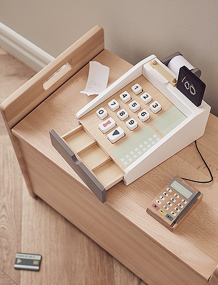 Kid's Concept - Cash register BISTRO - rotaļlietu tirgus stends - nature,nature - 2