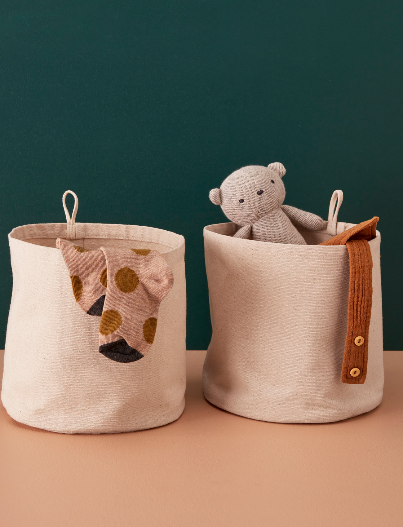 Kid's Concept - Storage textile cylinder 2pcs off white - storage baskets - white - 1