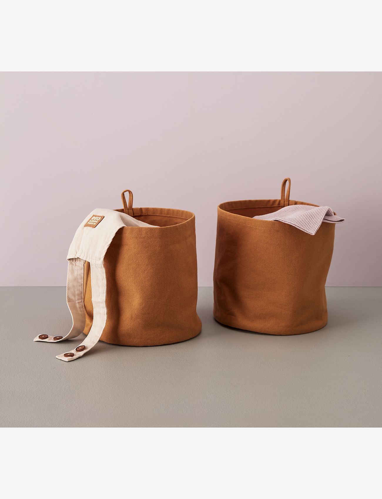 Kid's Concept - Storage textile cylinder 2pcs brown - storage baskets - brown - 1