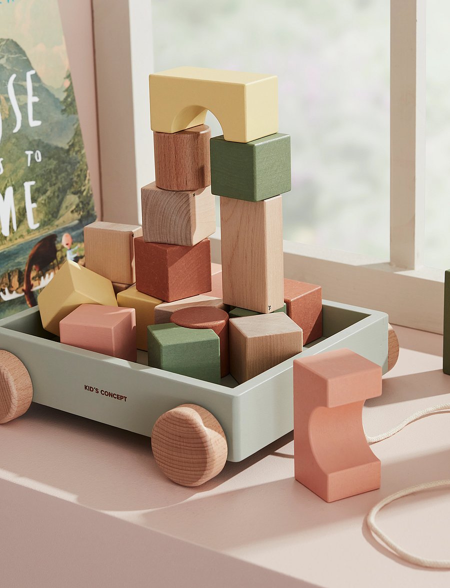Kid's Concept - Wagon with blocks EDVIN - stapelklötze - multi coloured - 0