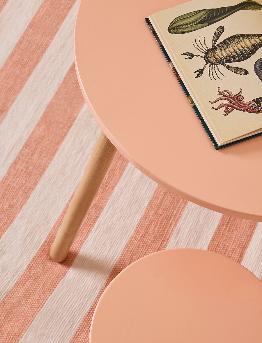 Kid's Concept - Stool and table set apricot - barnrumspaket - pink - 3