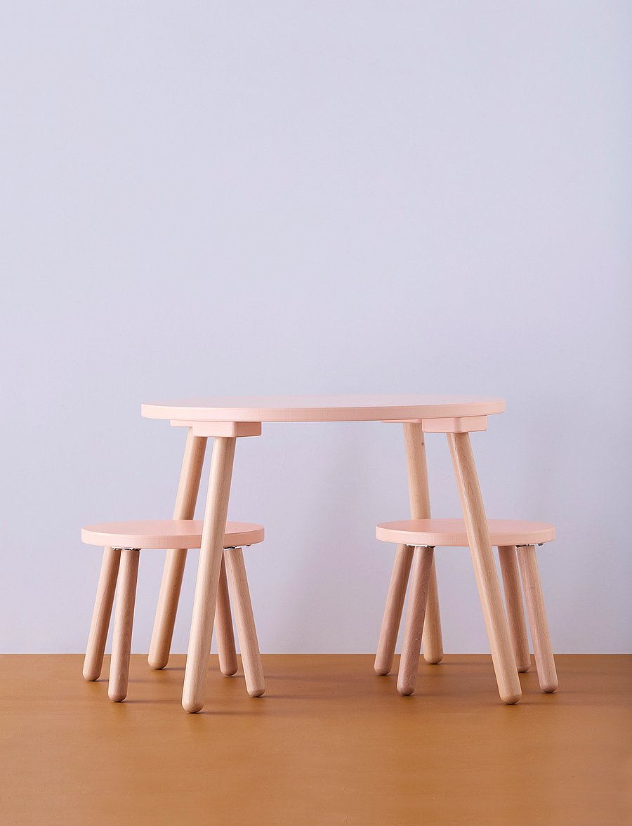 Kid's Concept - Stool and table set apricot - barnrumspaket - pink - 5