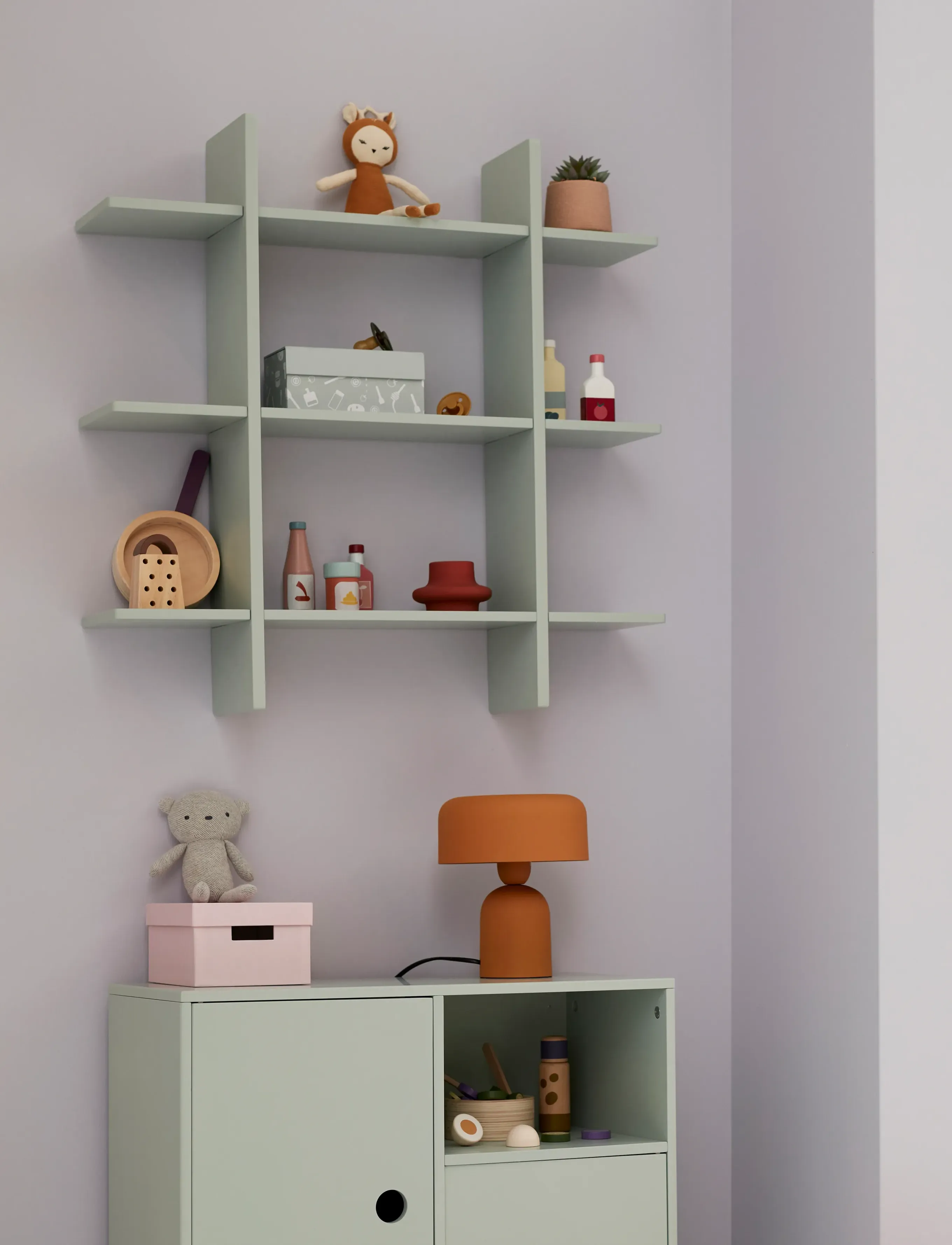 Kid's Concept Wall Shelf 3 Level Light Green, One Size, Green, Møbler > Hylder, Børn