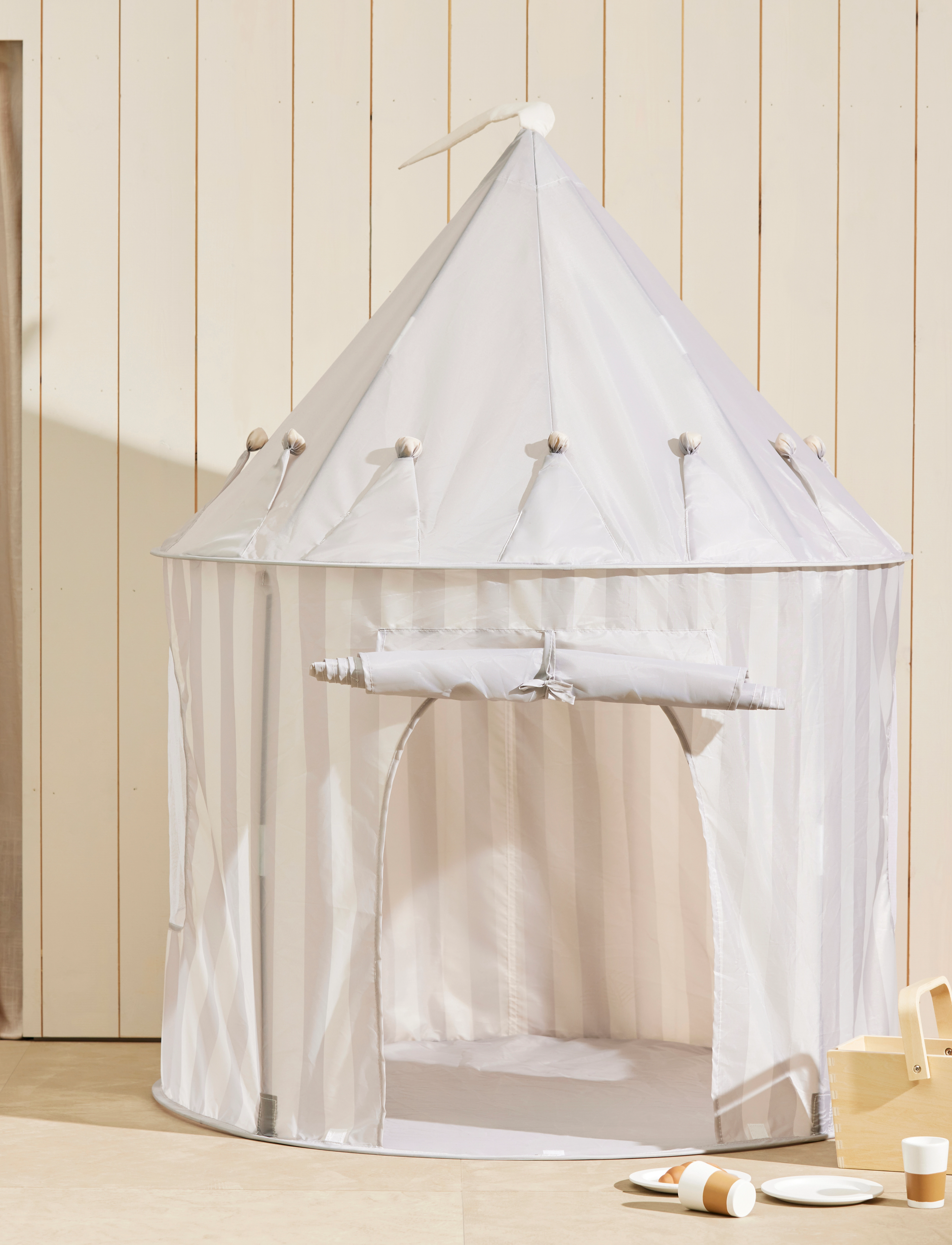 Kid's Concept Play Tent Stripe Grey Star, One Size, Tents & Tunnels, Grau - Tent, Kinder