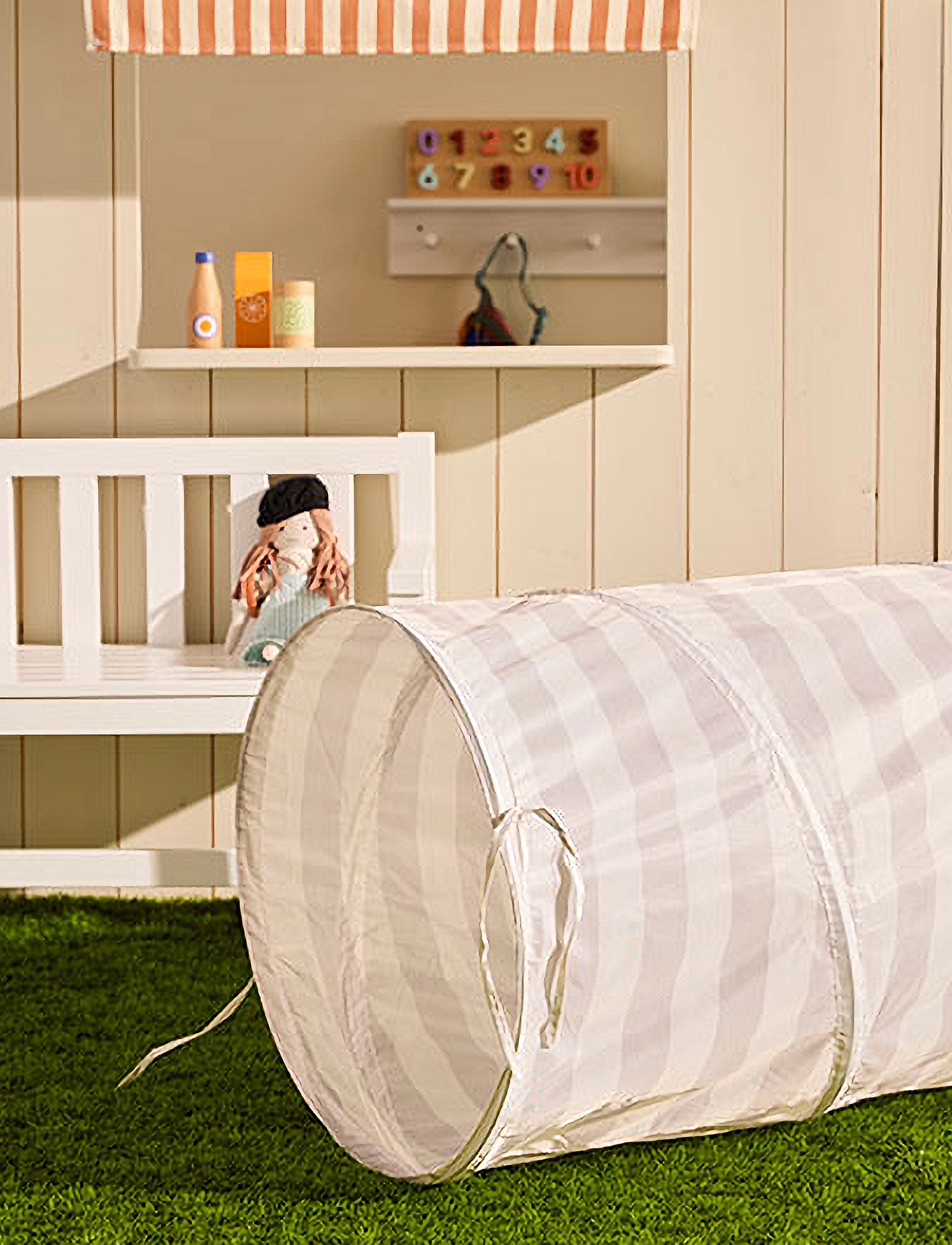 Kid's Concept Play Tunnel Stripe Grey Star, One Size, Tents & Tunnels, Grau - Kinder