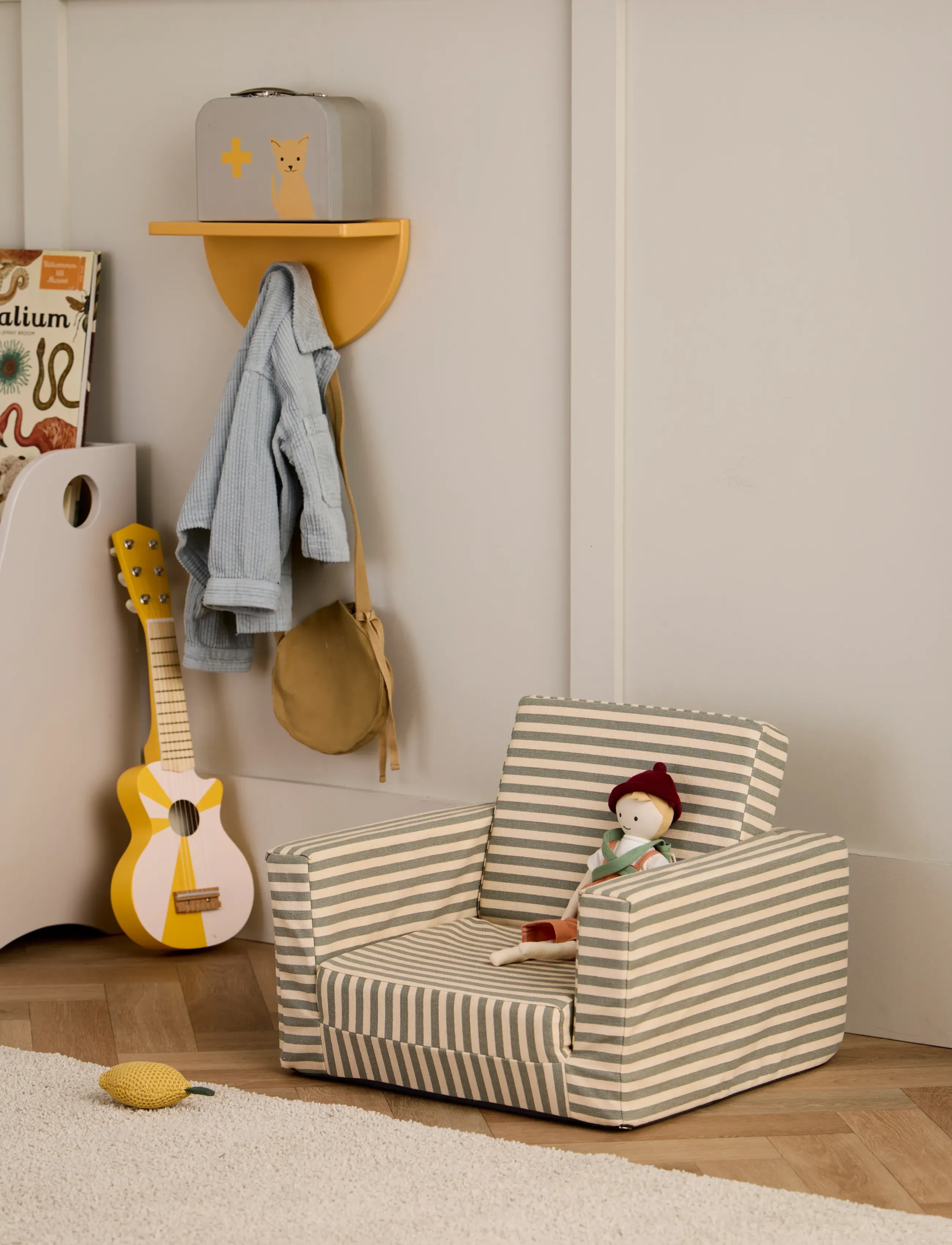 Kid's Concept Armchair Foldable Stripe, One Size, Furniture, Grau - Chairs & Stools, Kinder