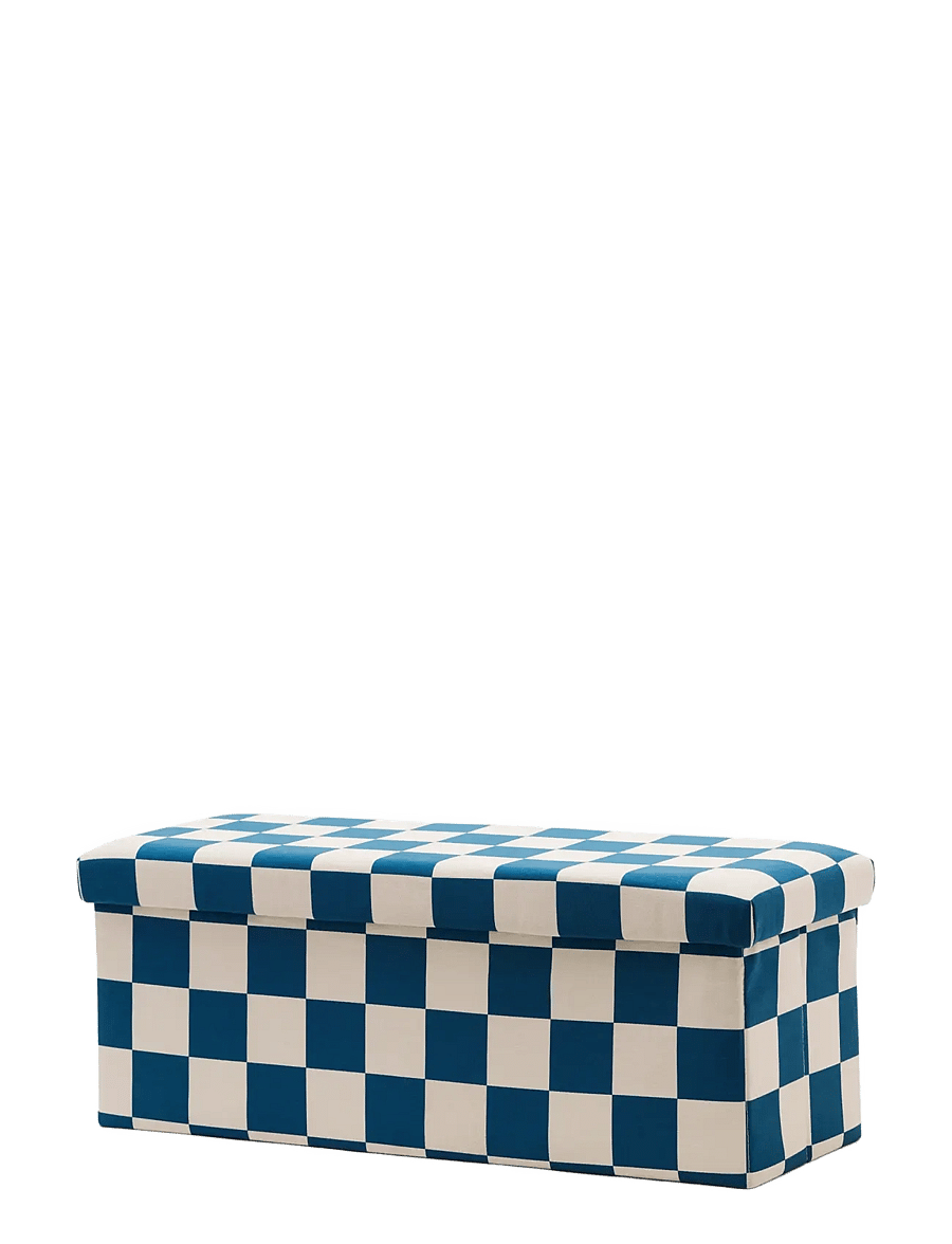 Kid's Concept - Pouffe with storage check teal 80 cm - multi - 1