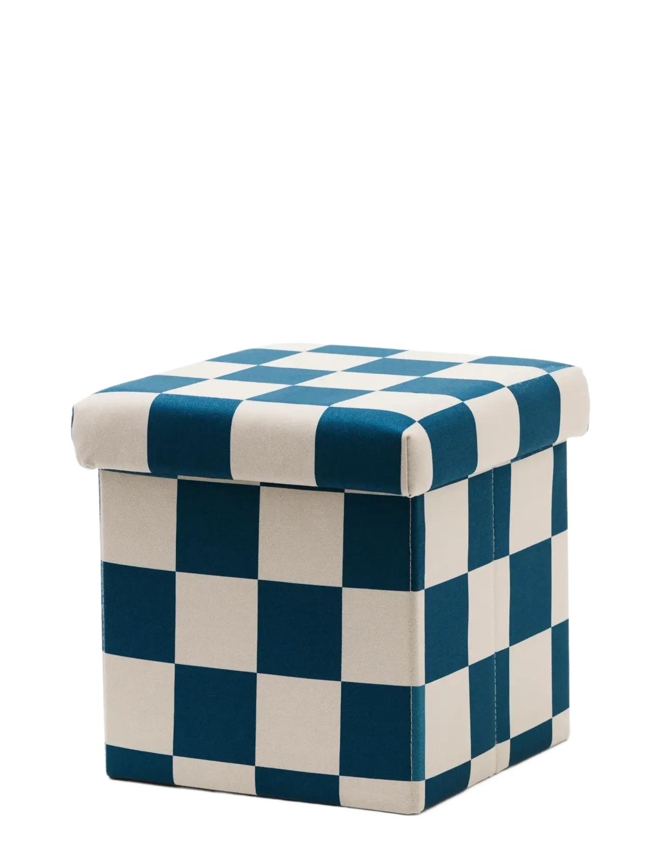 Kid's Concept Pouffe With Storage Check Teal 30 Cm, Storage Furniture, Grøn, Str: ONE SIZE