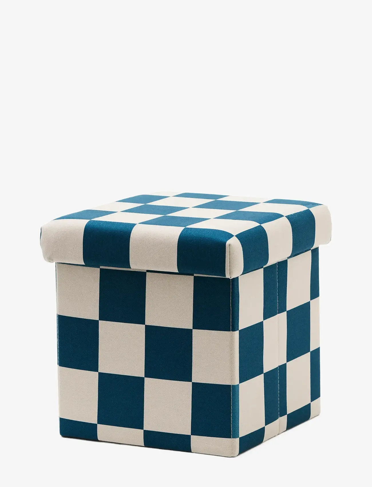 Kid's Concept - Pouffe with storage check teal 30 cm - storage furniture - multi - 1