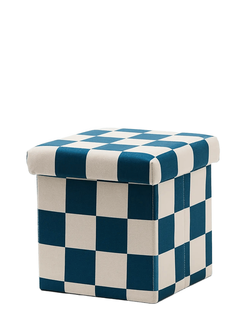 Kid's Concept - Pouffe with storage check teal 30 cm - storage furniture - multi - 1