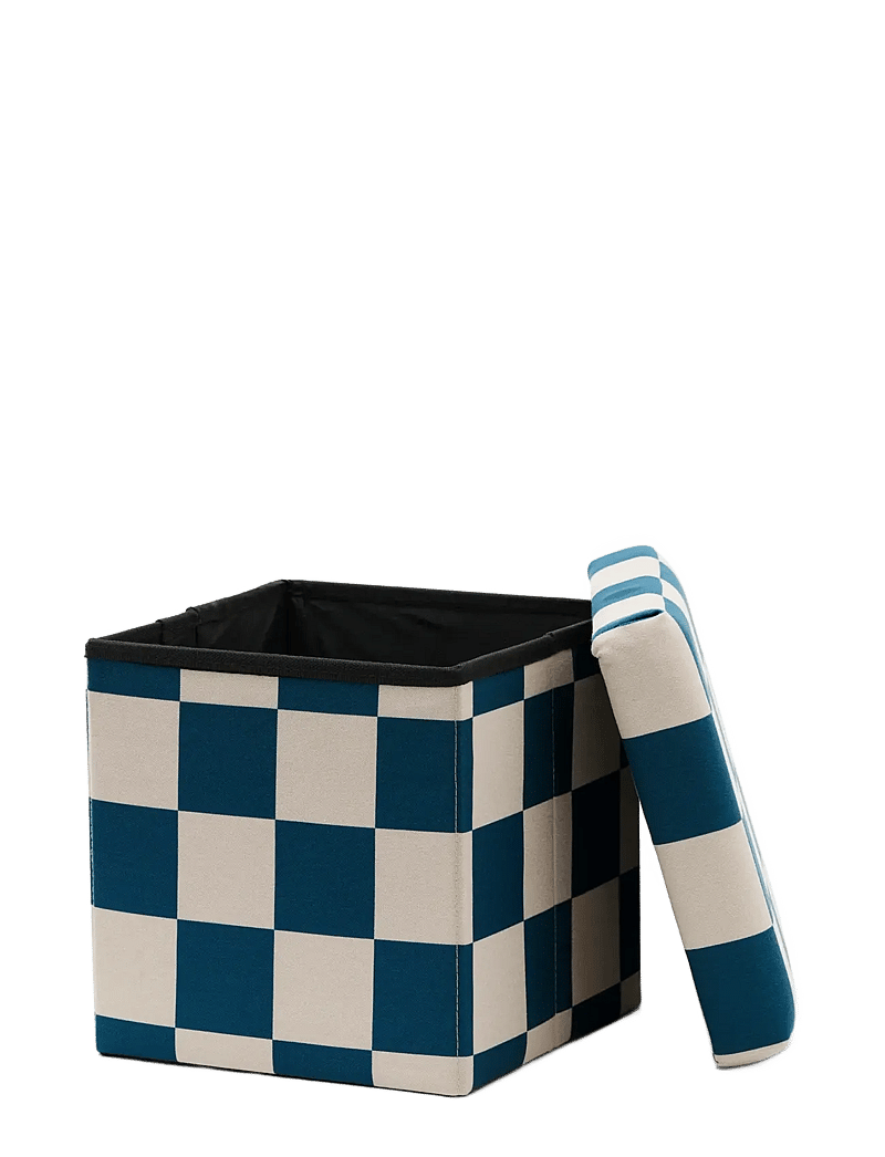 Kid's Concept - Pouffe with storage check teal 30 cm - storage furniture - multi - 2