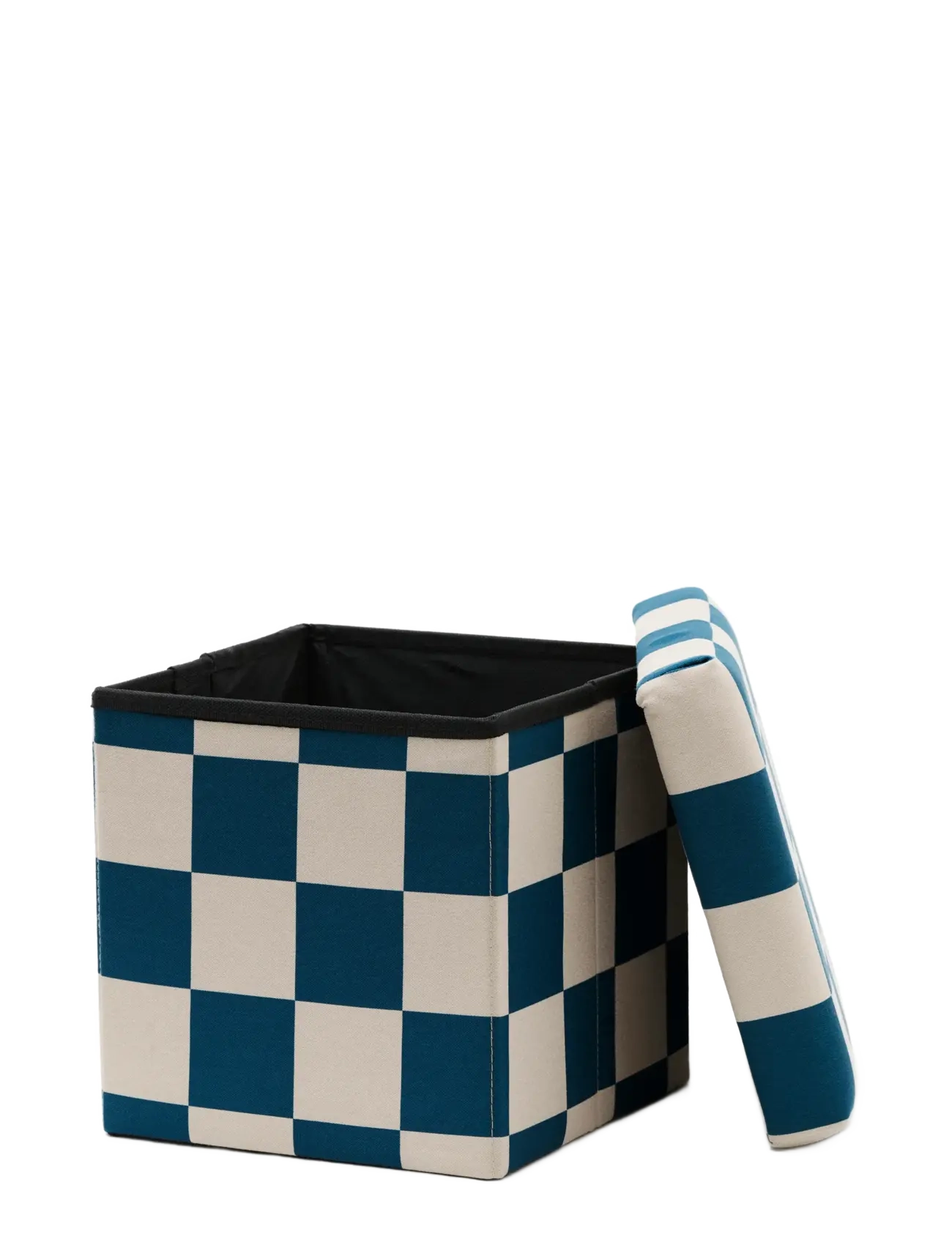 Kid's Concept - Pouffe with storage check teal 30 cm - möbel mit aufbewahrungsfunktion - multi - 2