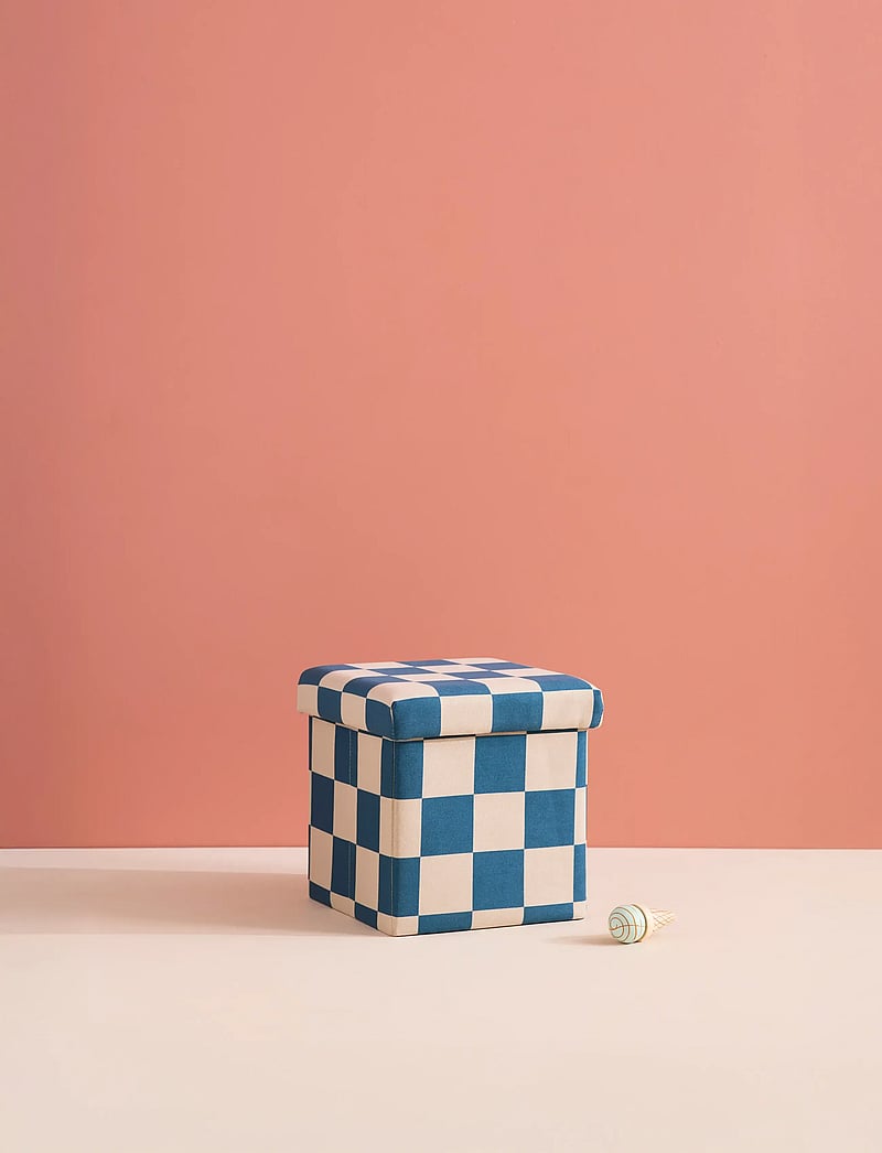 Kid's Concept - Pouffe with storage check teal 30 cm - storage furniture - multi - 4