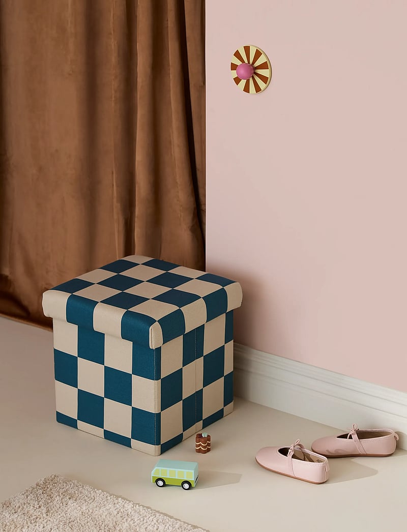 Kid's Concept - Pouffe with storage check teal 30 cm - storage furniture - multi - 5