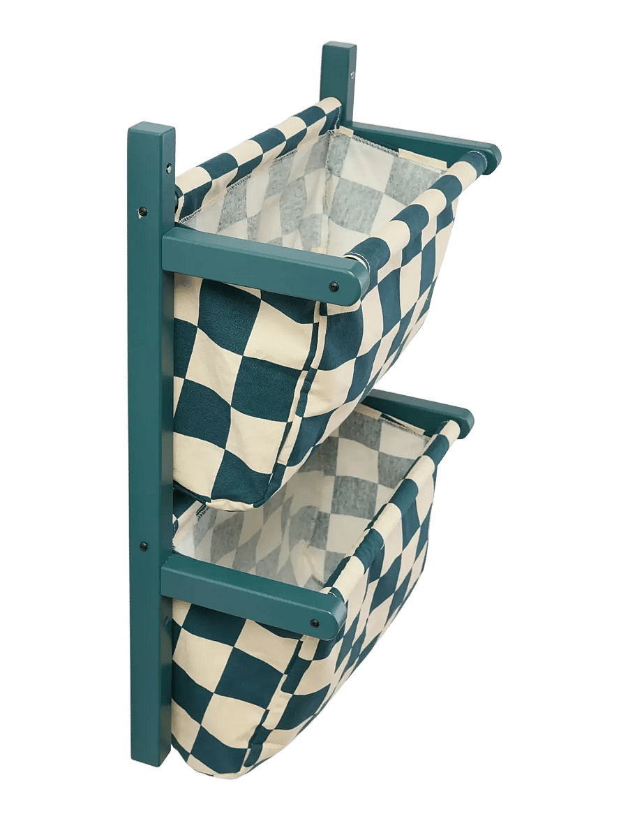 Kid's Concept - Wall storage textile check teal - opbevaringskurve - multi - 1