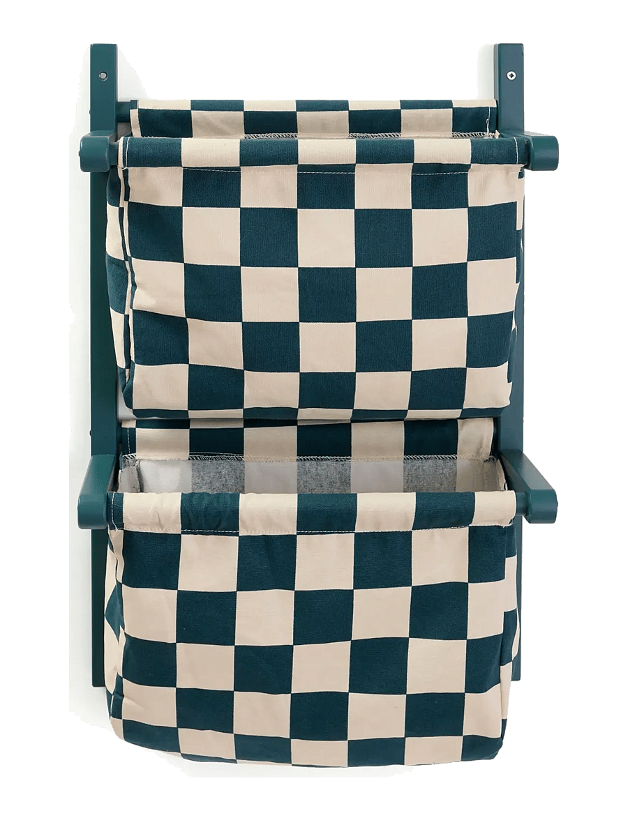 Kid's Concept - Wall storage textile check teal - opbevaringskurve - multi - 2