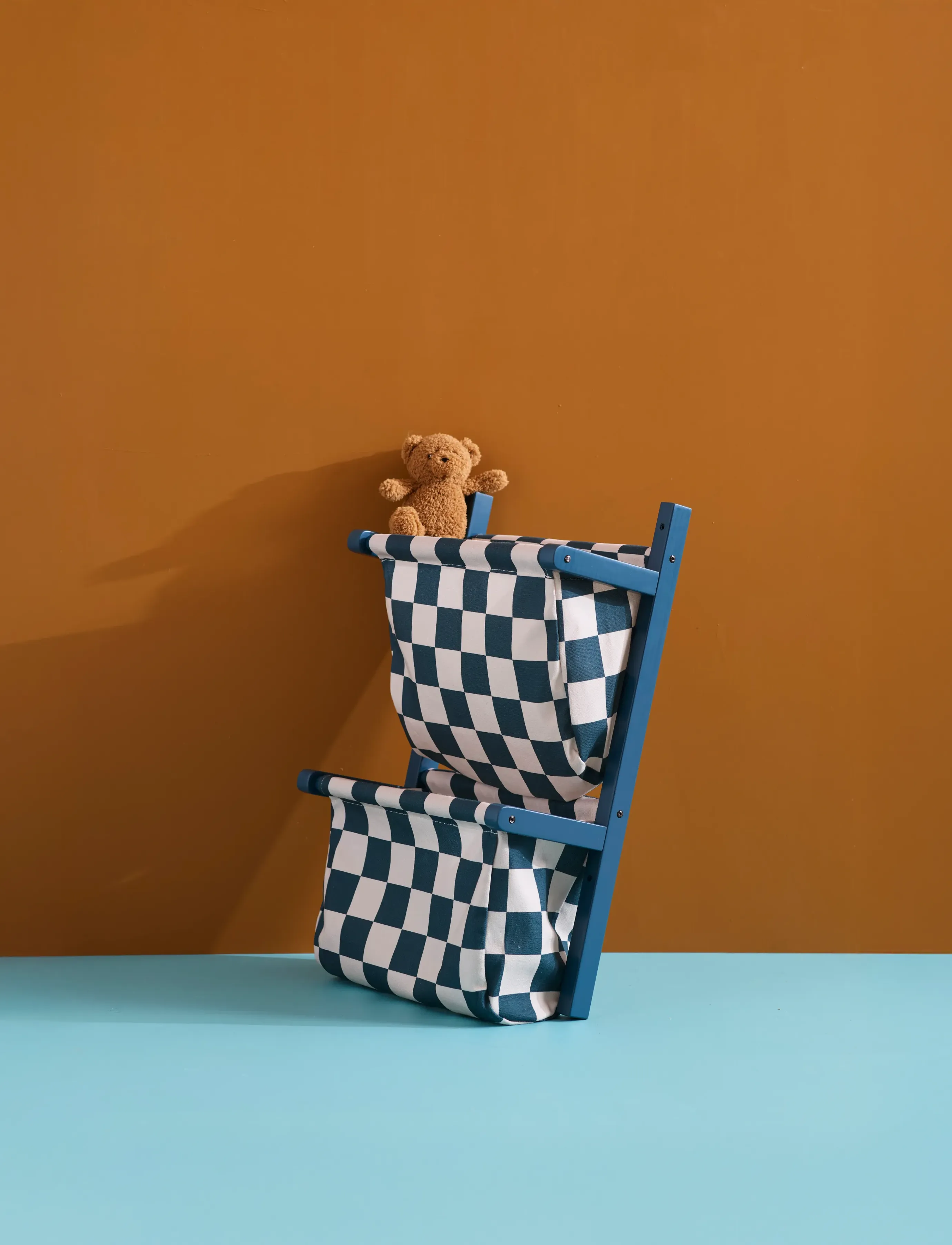 Kid's Concept - Wall storage textile check teal - opbevaringskurve - multi - 5