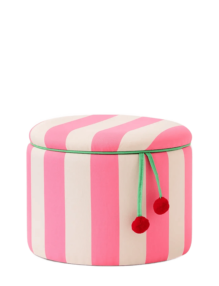 Kid's Concept - Pouffe cylinder with storage pink - multi - 1