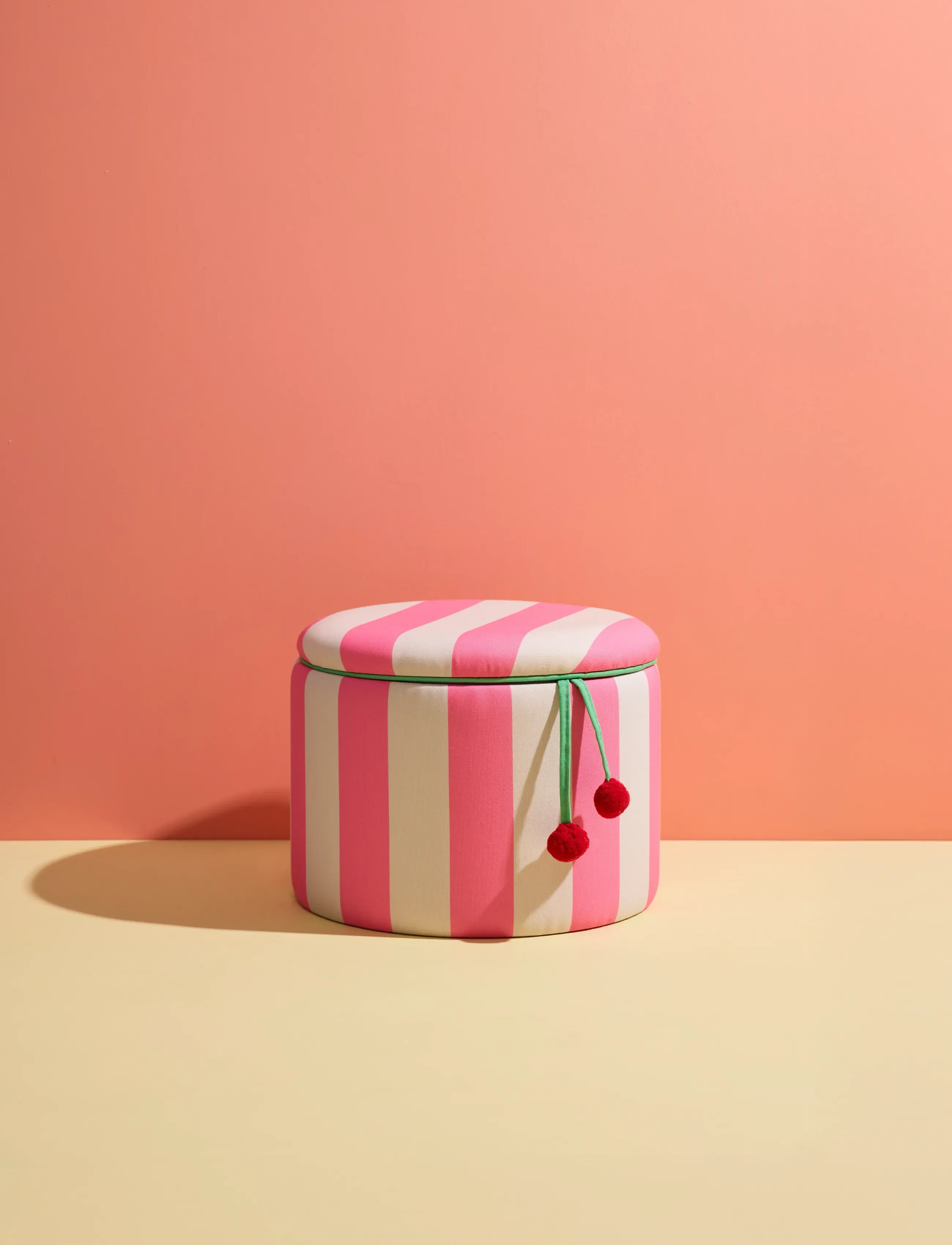 Kid's Concept - Pouffe cylinder with storage pink - multi - 4