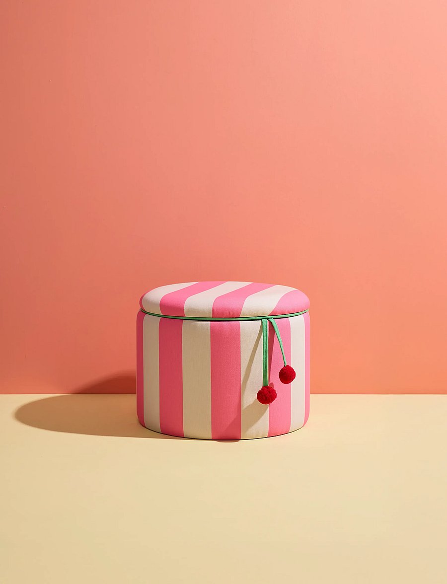 Kid's Concept - Pouffe cylinder with storage pink - multi - 4