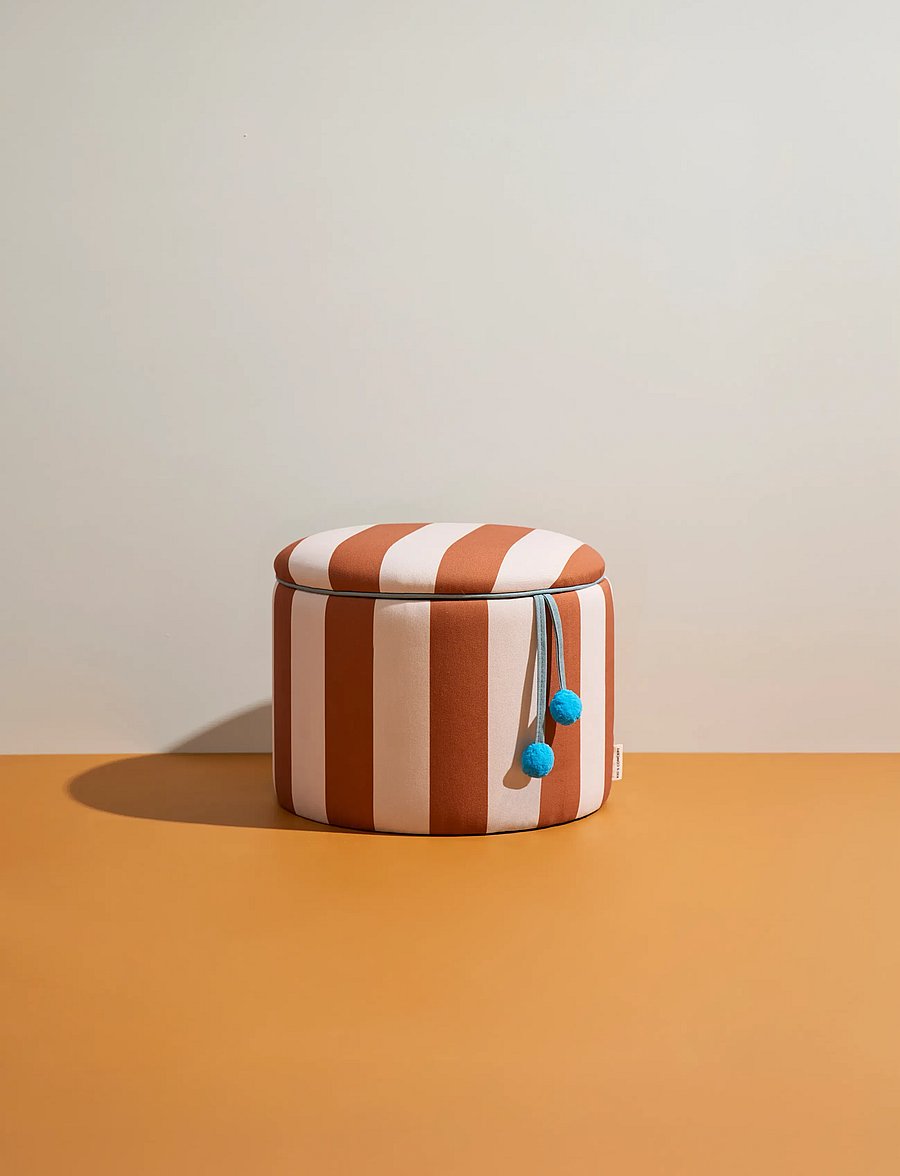 Kid's Concept - Pouffe cylinder with storage brown - puffer og lænestole - multi - 4